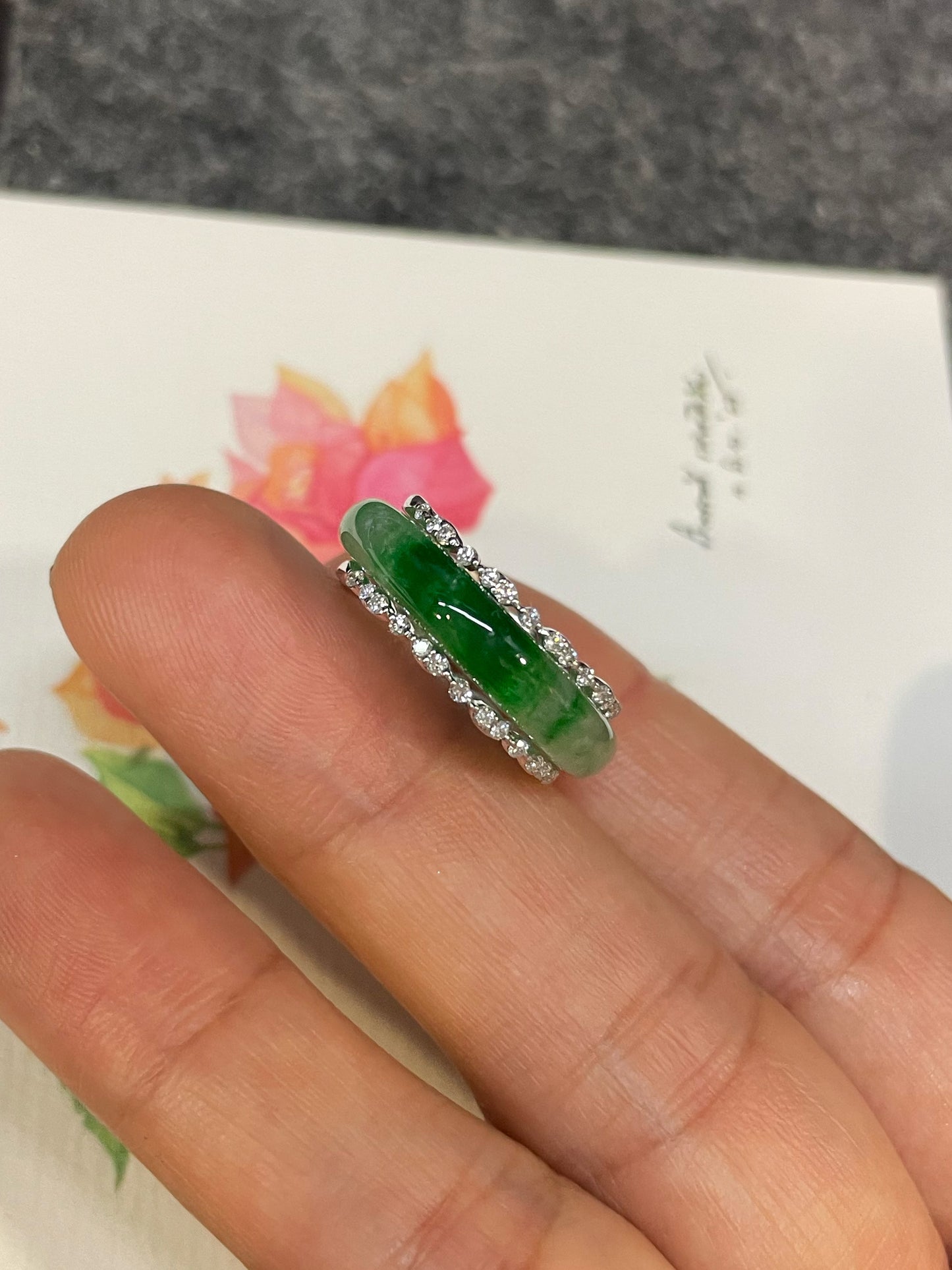 Green Jade Abacus Ring | HK 11.5 (NJR373)