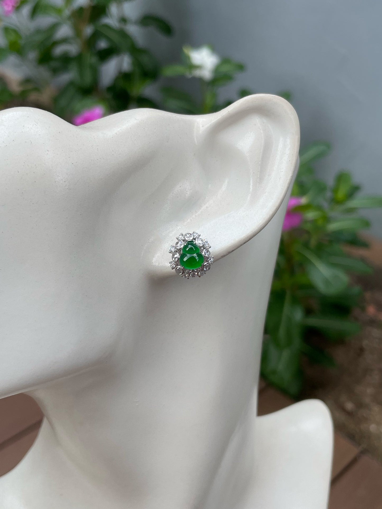 Green Jadeite Hu Lu Set - Ring & Earrings (NJS016)