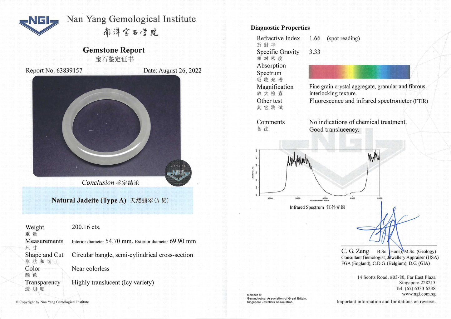 Icy Jadeite Bangle | 55mm (NJBA066)