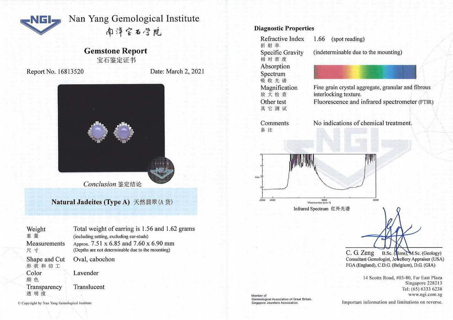 Lavender Jadeite Cabochon Earrings (NJE001)