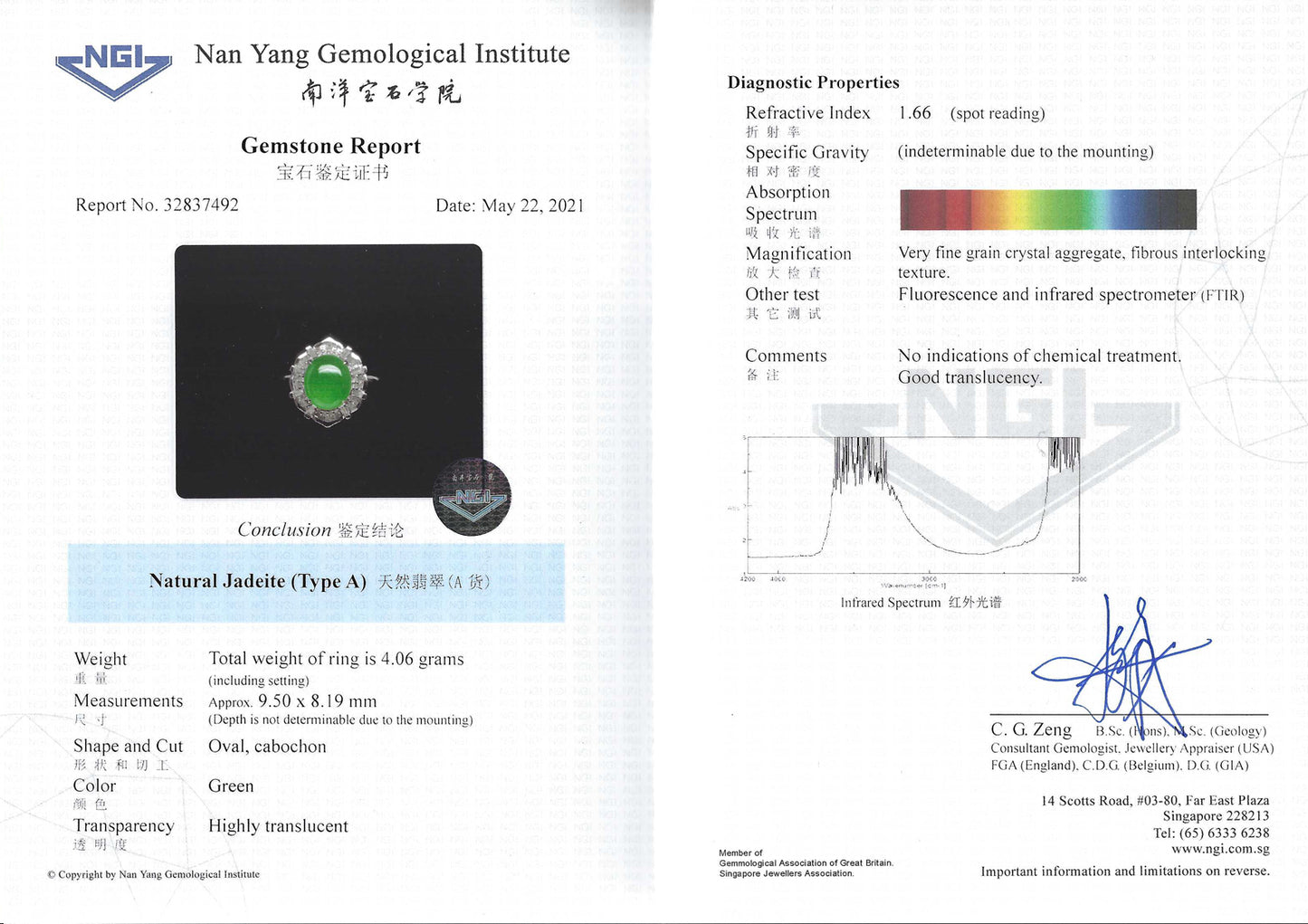 Green Jadeite Cabochon Ring (NJR005)