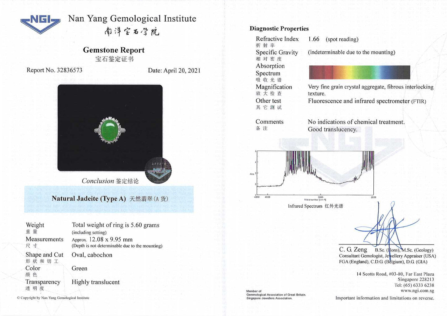 Green Jadeite Cabochon Ring (NJR016)