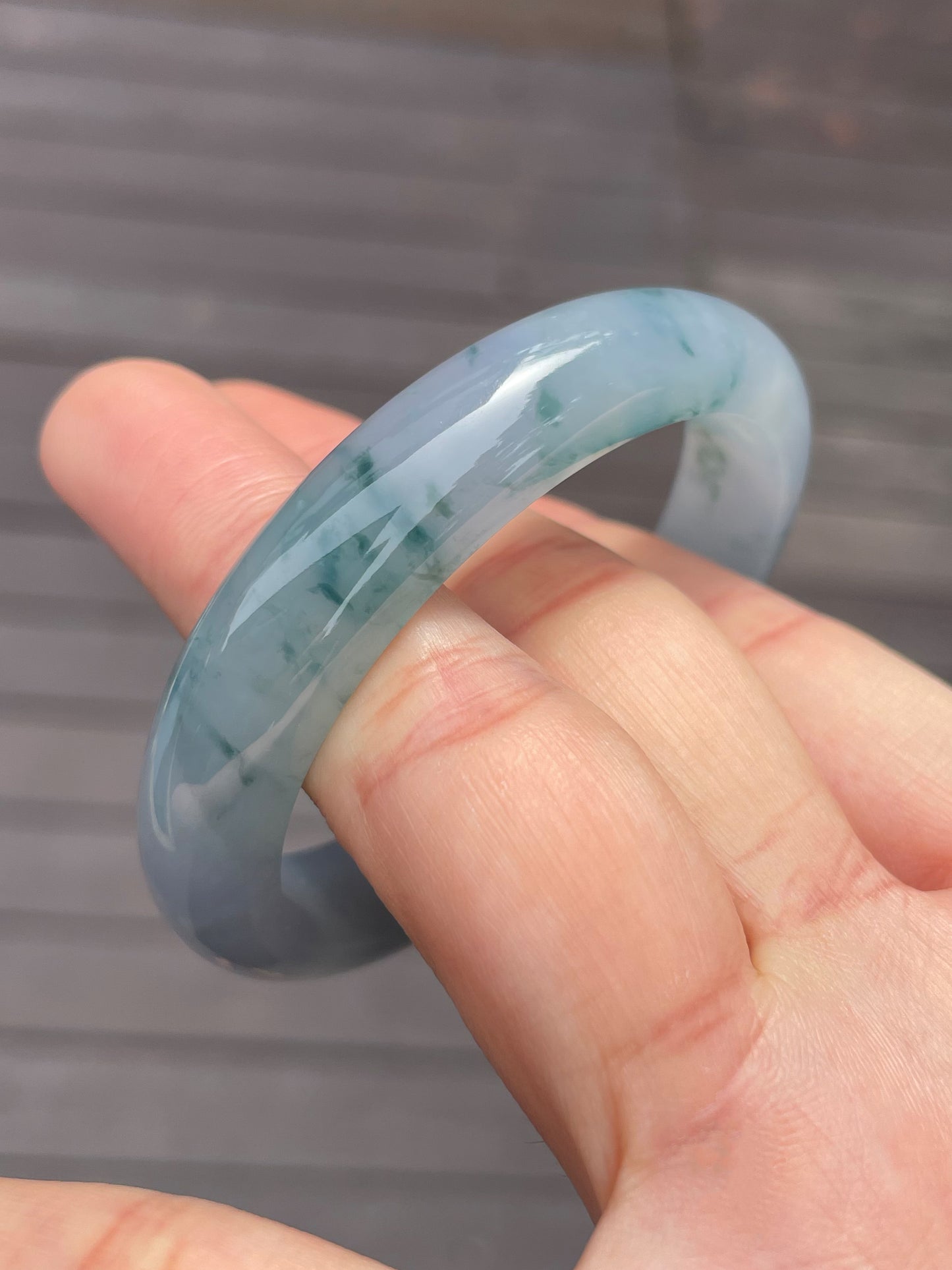 Bluish Lavender Jadeite Bangle | 53mm (NJBA002)