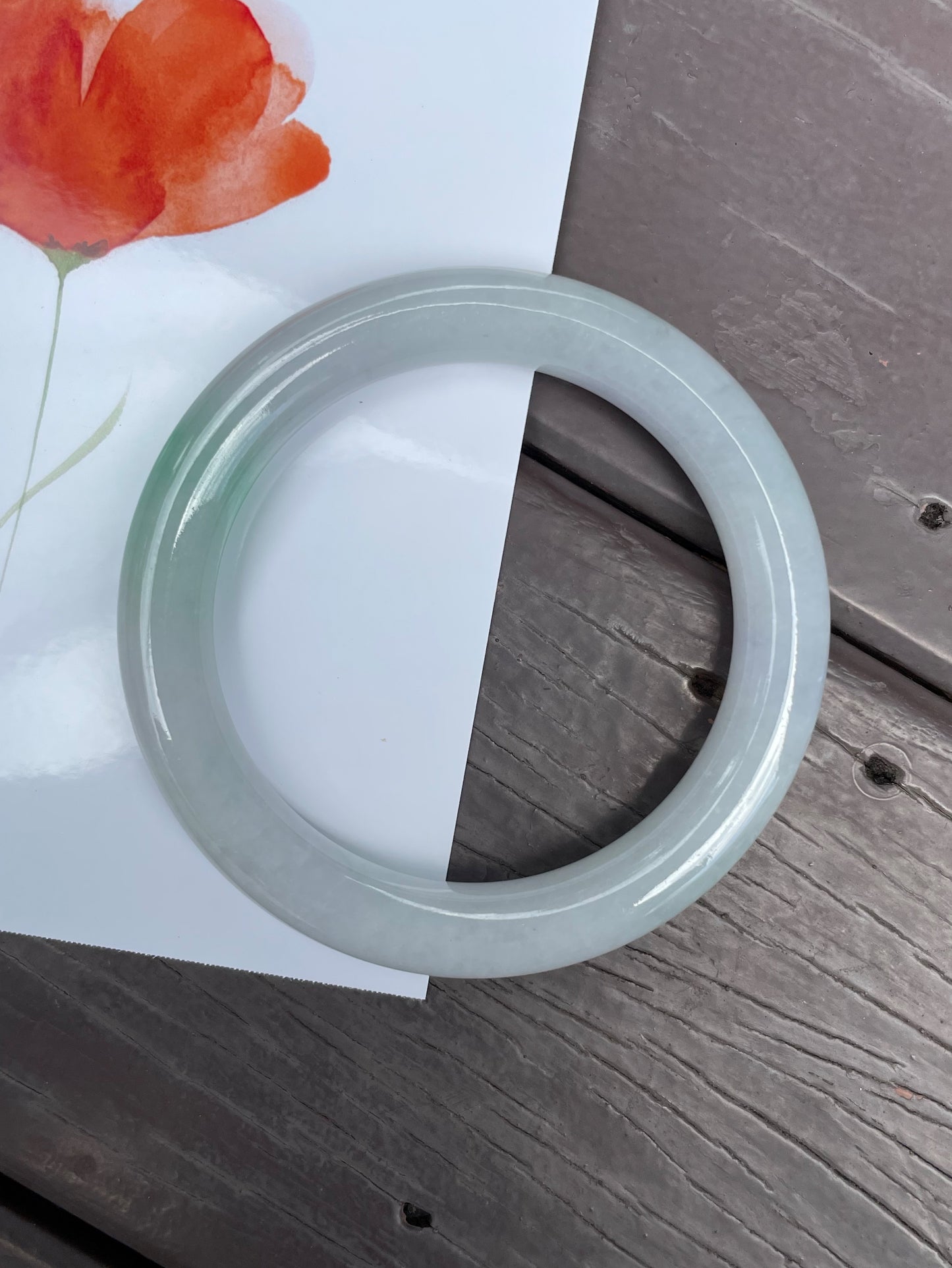 White with Green Jade Bangle | 51mm (NJBA020)