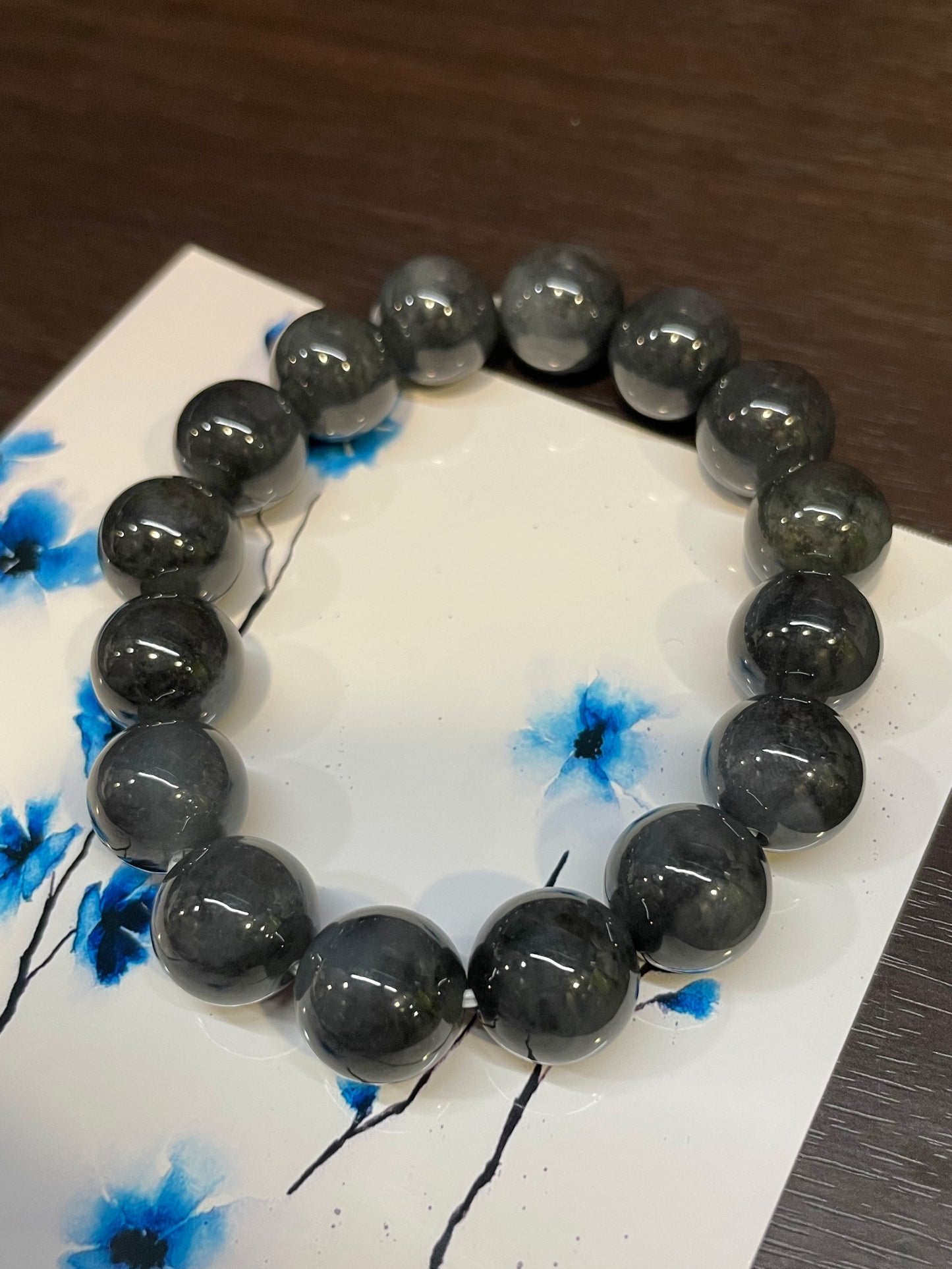 Black Jadeite Bracelet - Round Beads (NJBA029)