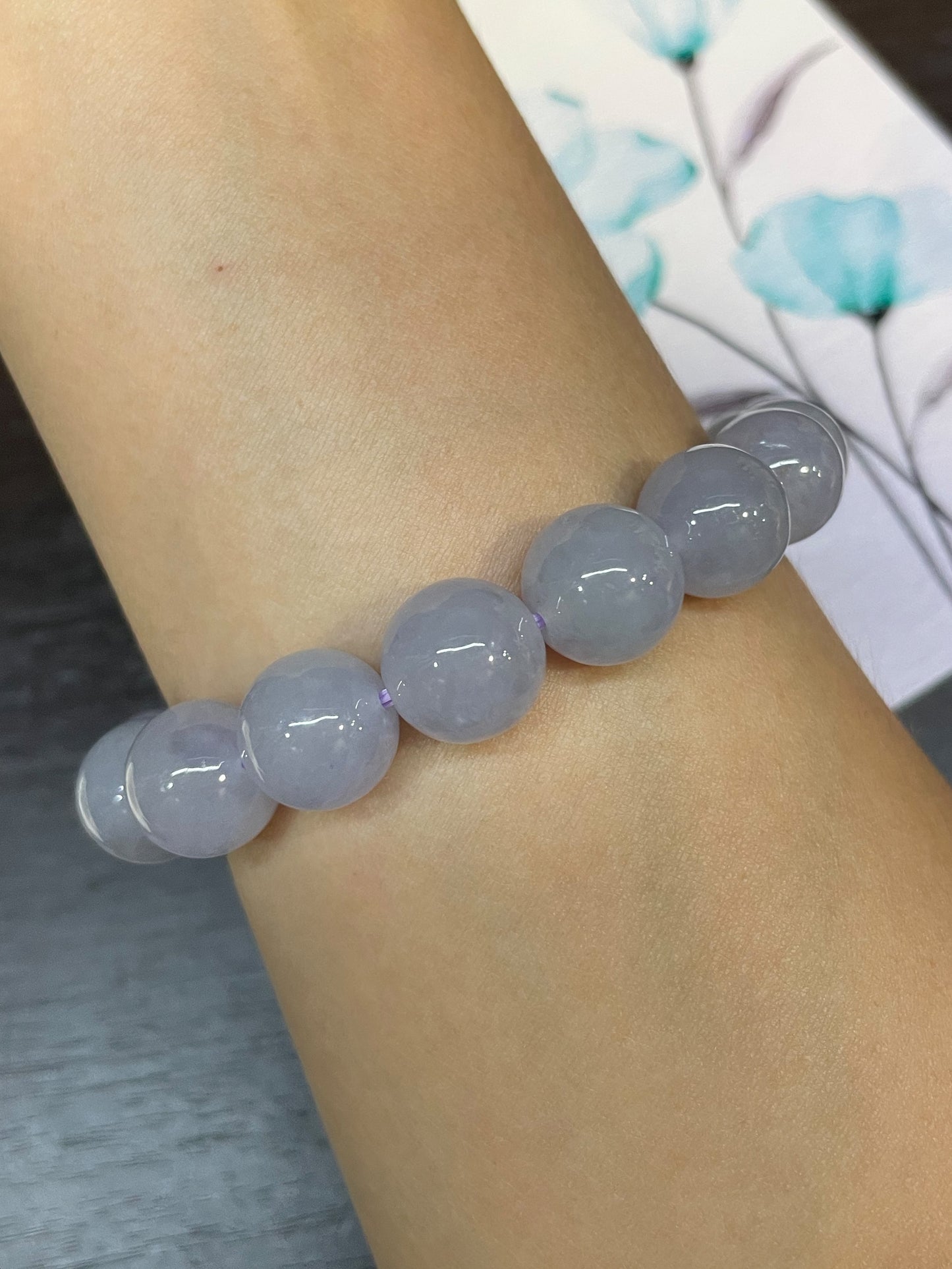 Light Lavender Jade Bracelet - Round Beads (NJBA033)