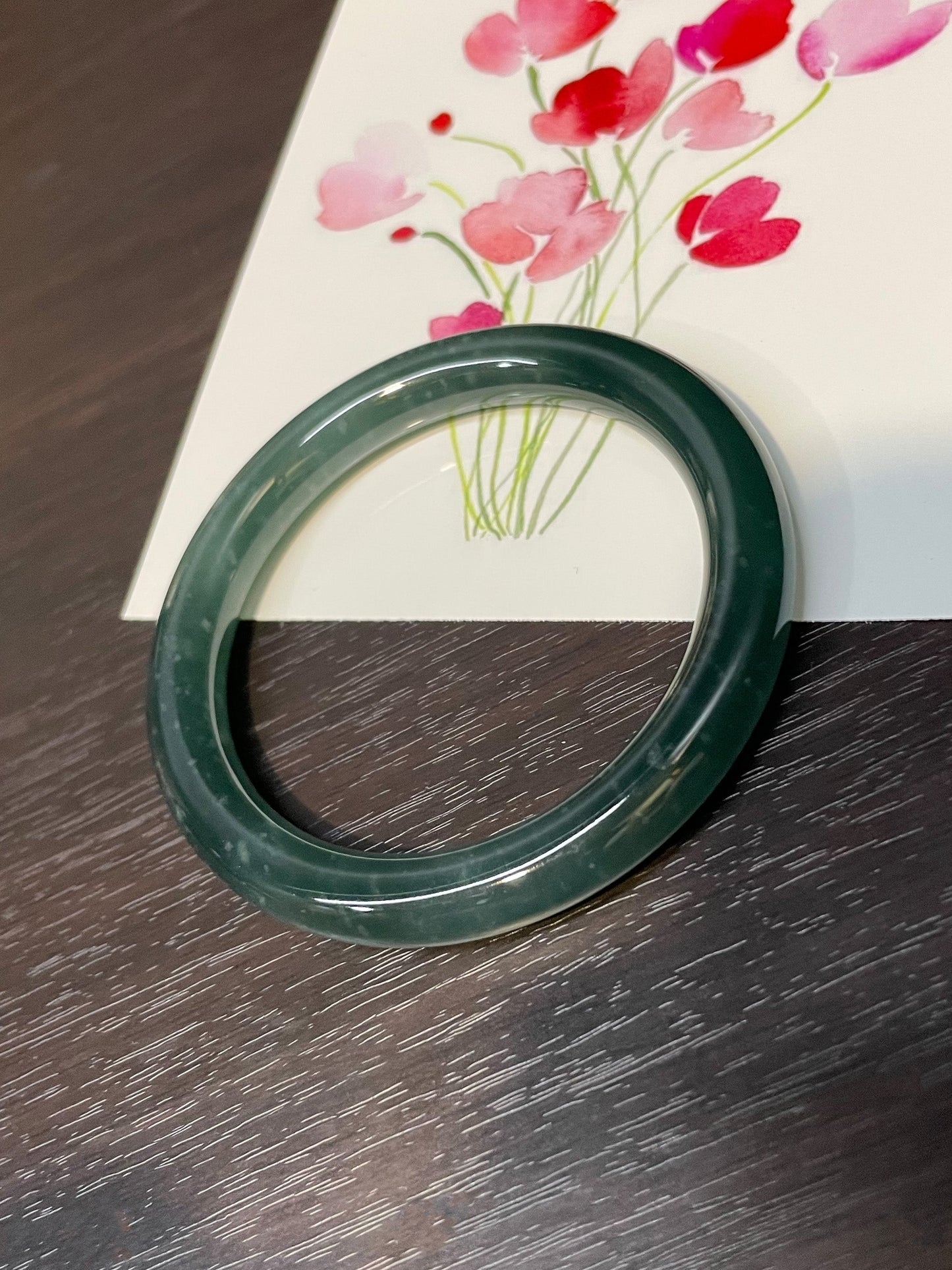 Bluish Green Jade Bangle | 56mm (NJBA045)
