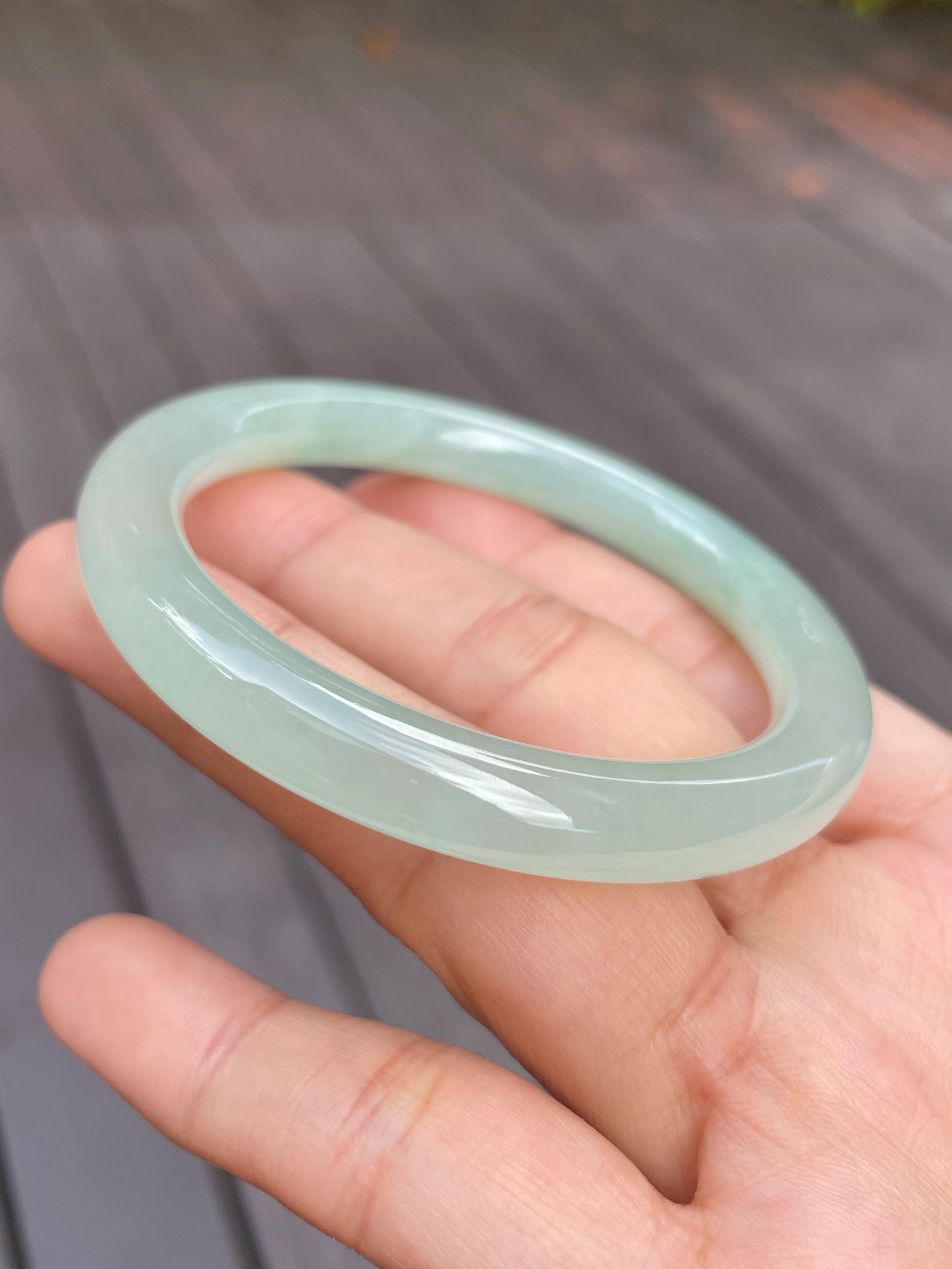 Icy Light Green Jade Bangle | 55mm (NJBA048)