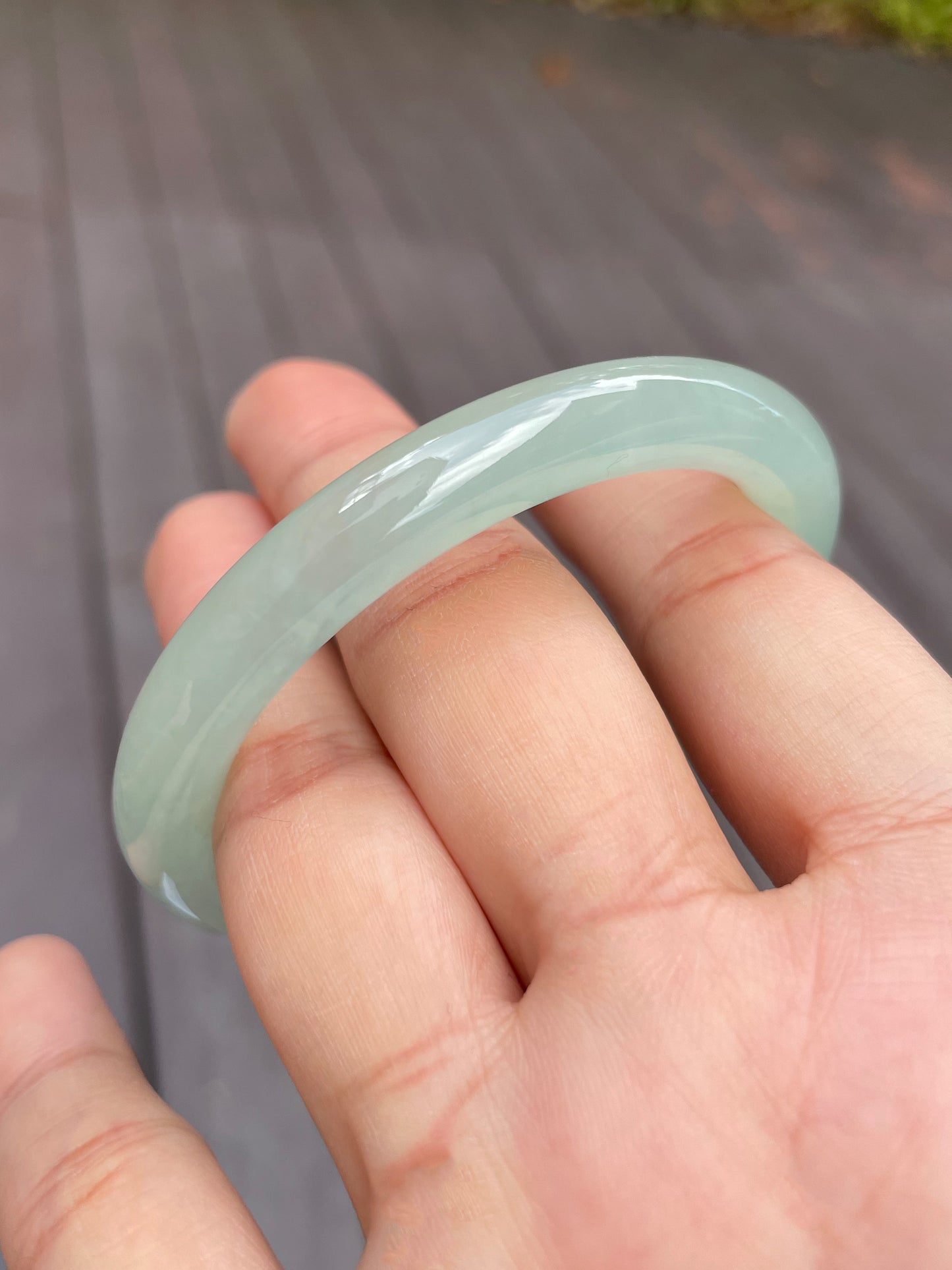 Icy Light Green Jade Bangle | 55mm (NJBA048)