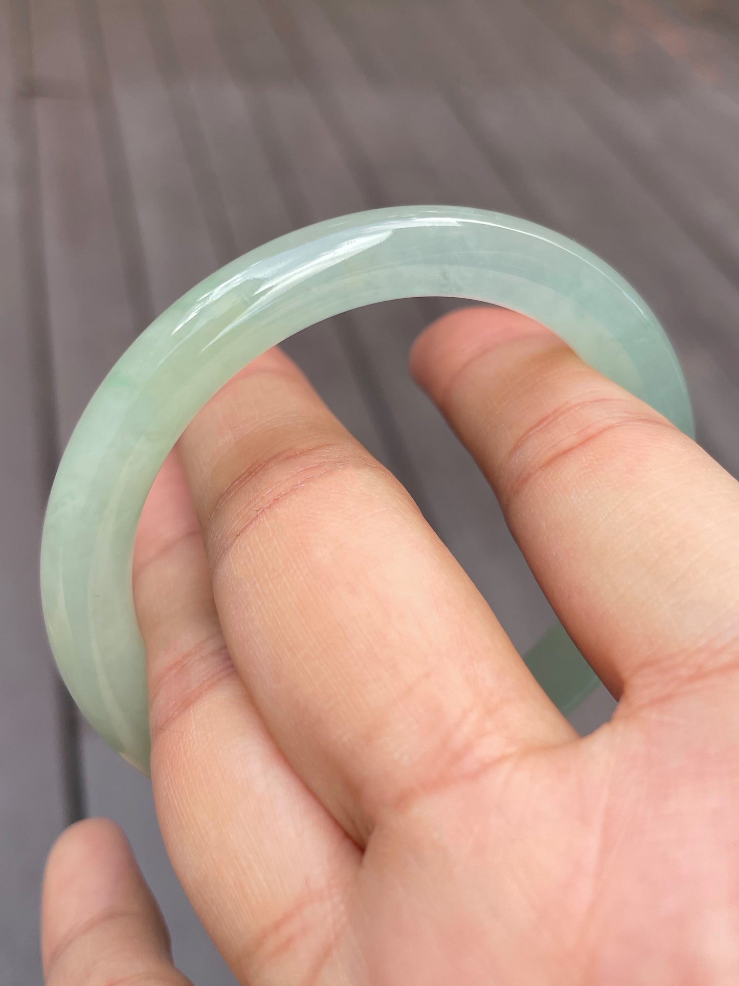 Icy Light Green Jade Bangle | 55mm (NJBA048)