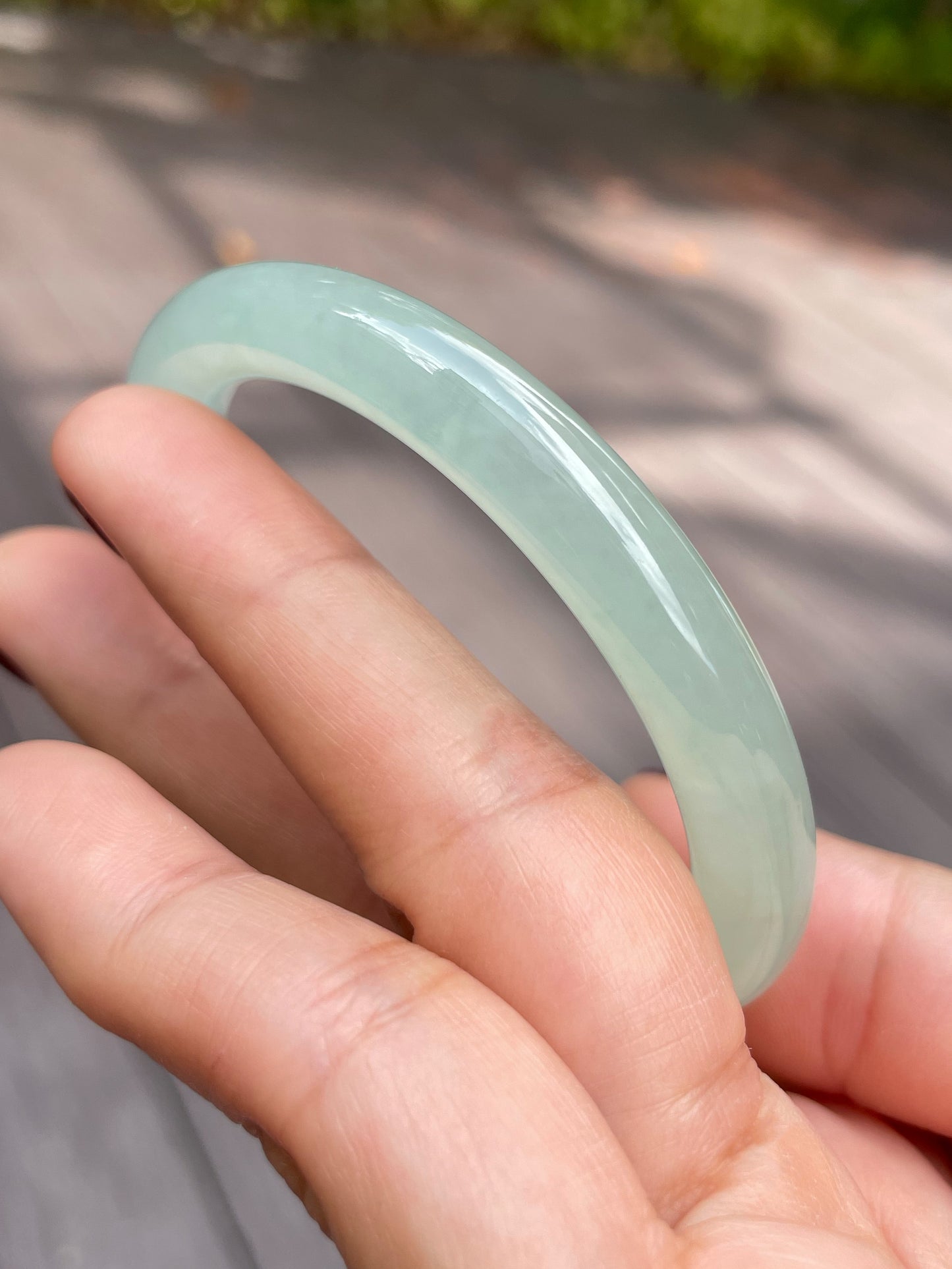 Icy Light Green Jade Bangle | 55mm (NJBA048)
