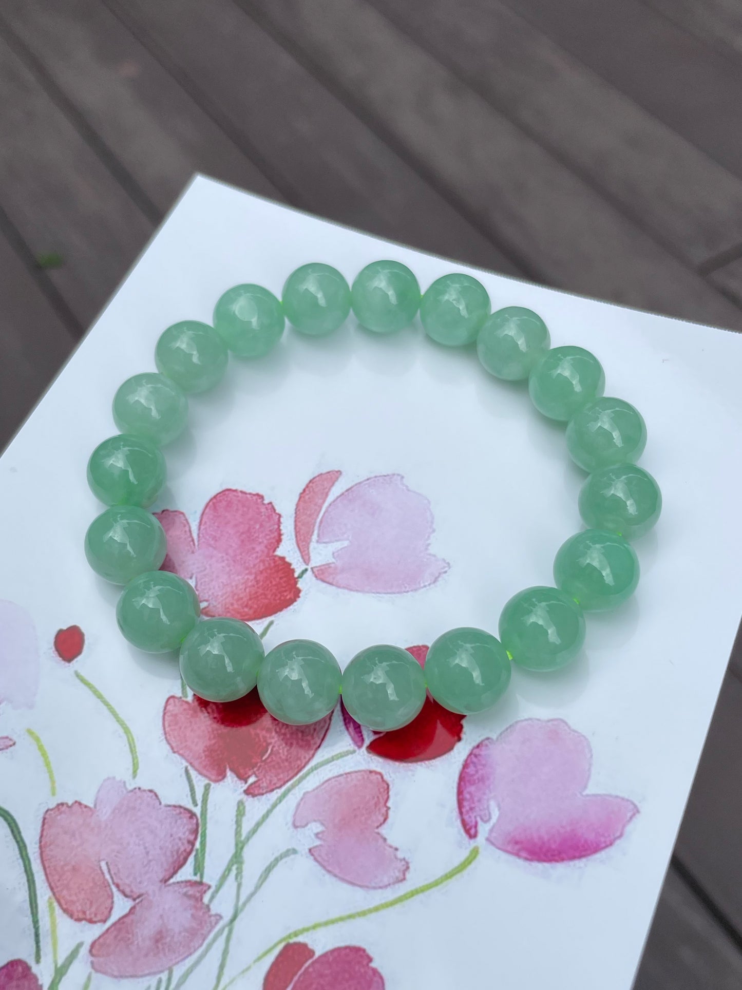 Green Jade Bracelet - Round Beads (NJBA054)