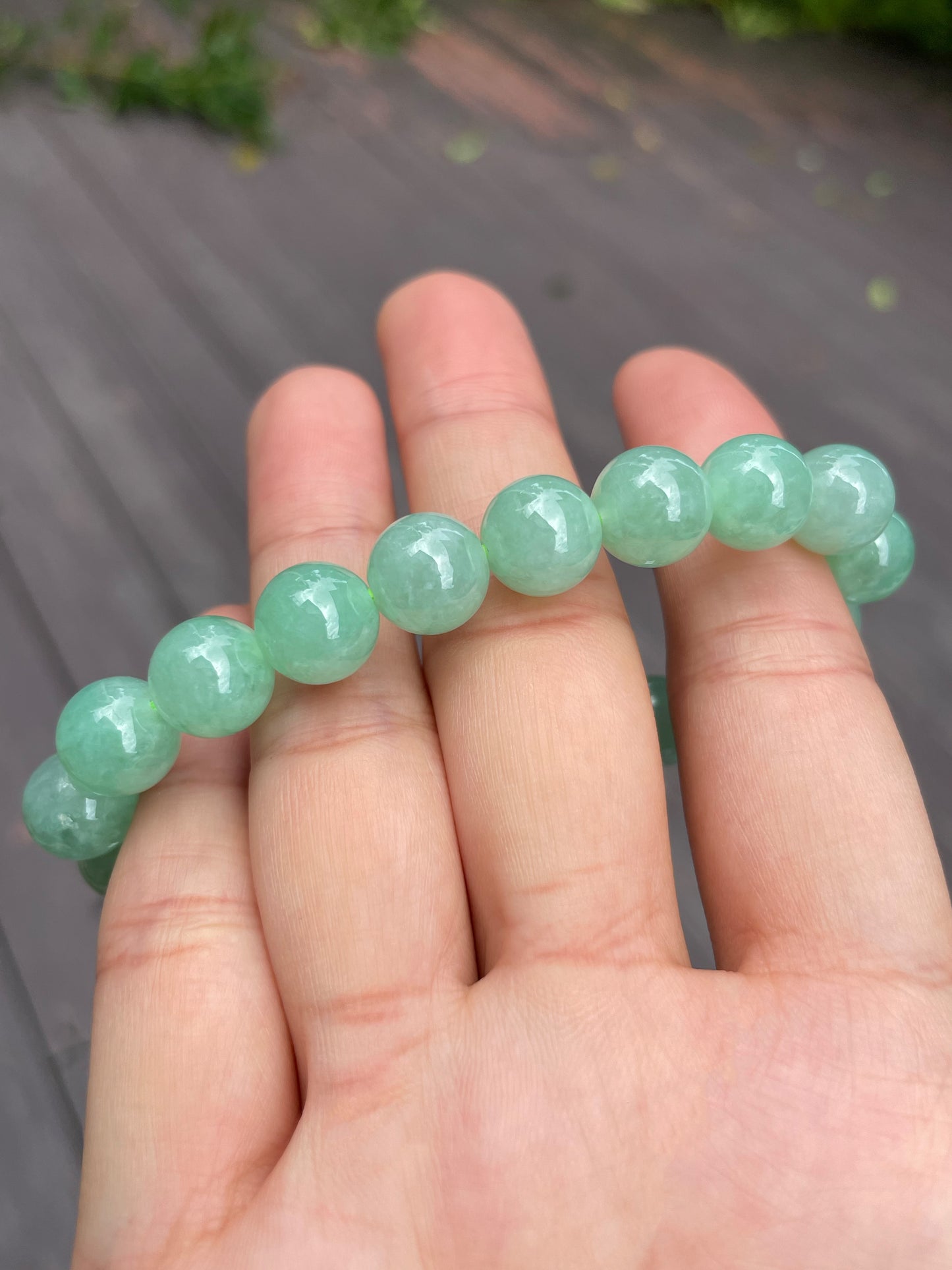 Green Jade Bracelet - Round Beads (NJBA054)