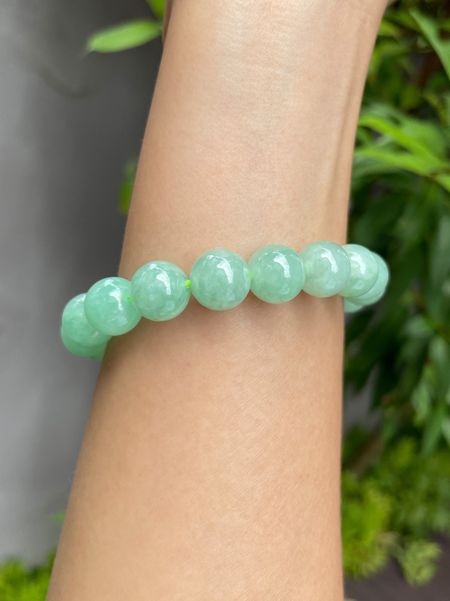 Green Jade Bracelet - Round Beads (NJBA054)