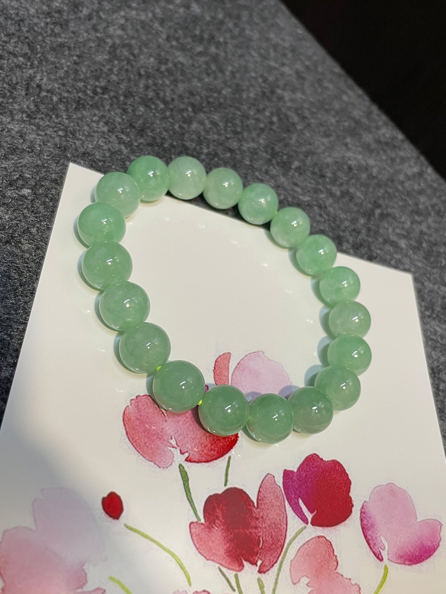 Green Jade Bracelet - Round Beads (NJBA054)