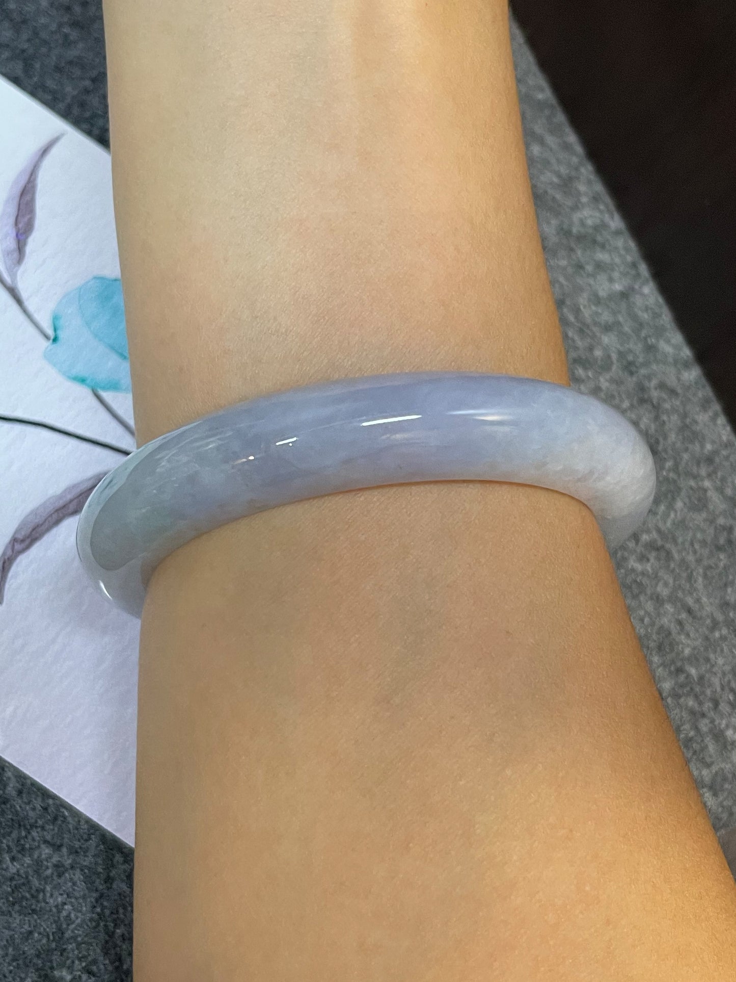 Light Lavender Jadeite Bangle | 62mm (NJBA057)
