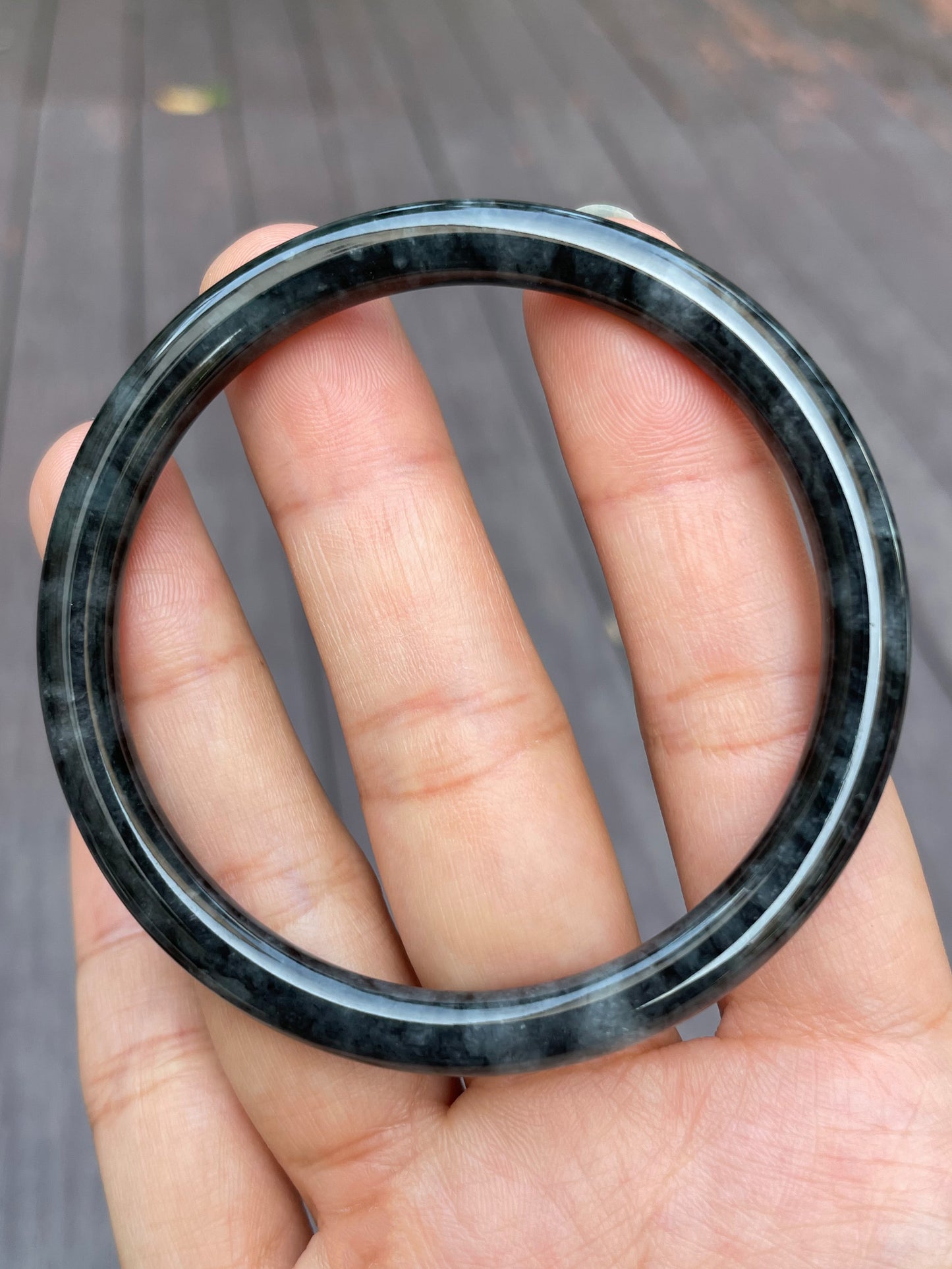 Black Jade Bangle | 57mm (NJBA059)