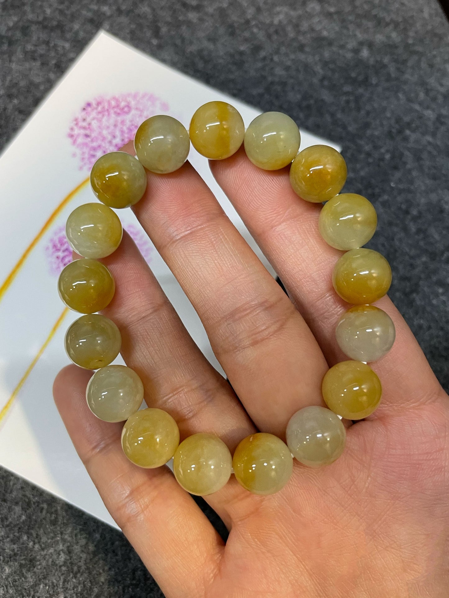 Yellow Jade Bracelet - Round Beads (NJBA077)