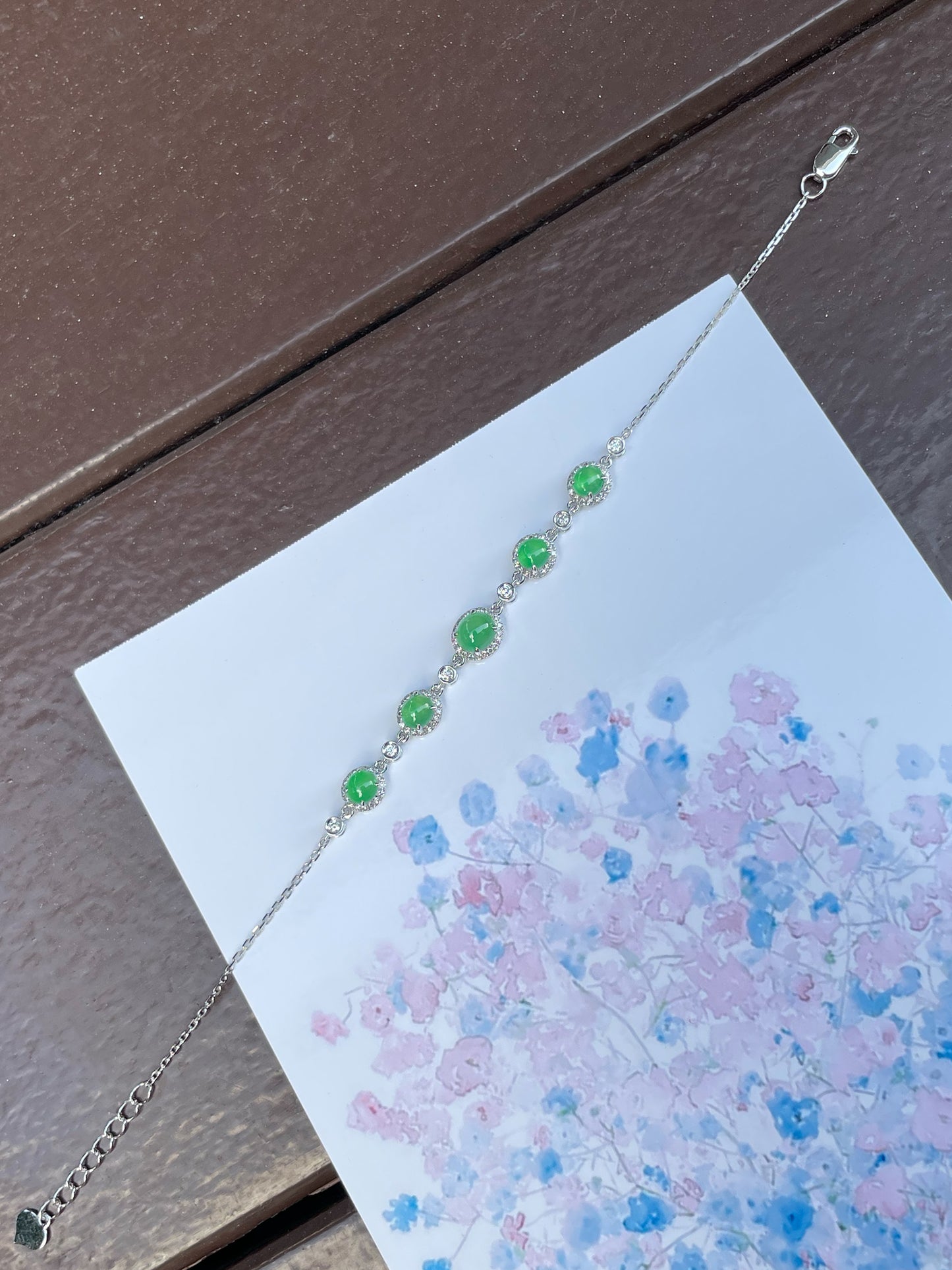 Icy Green Cabochons Bracelet (NJBA097)