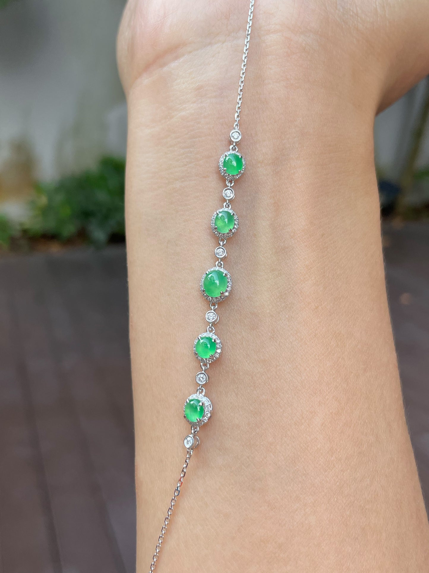 Icy Green Cabochons Bracelet (NJBA097)