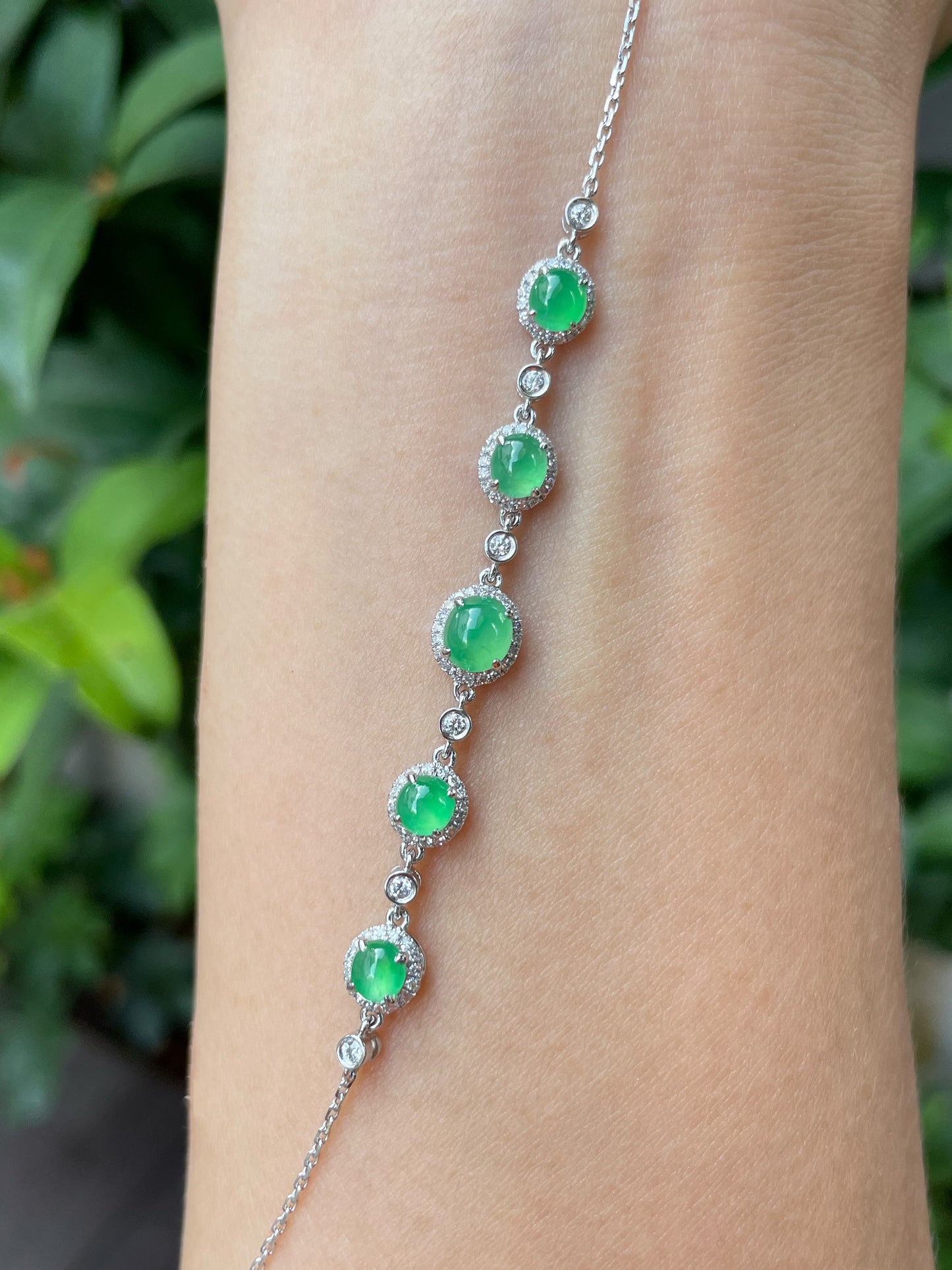 Icy Green Cabochons Bracelet (NJBA097)