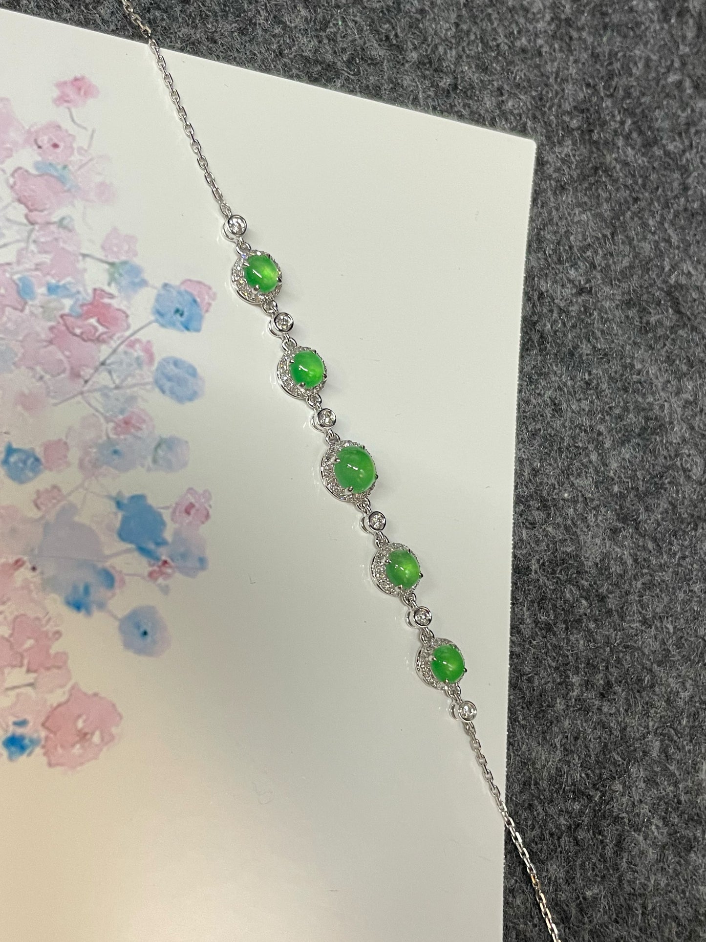 Icy Green Cabochons Bracelet (NJBA097)