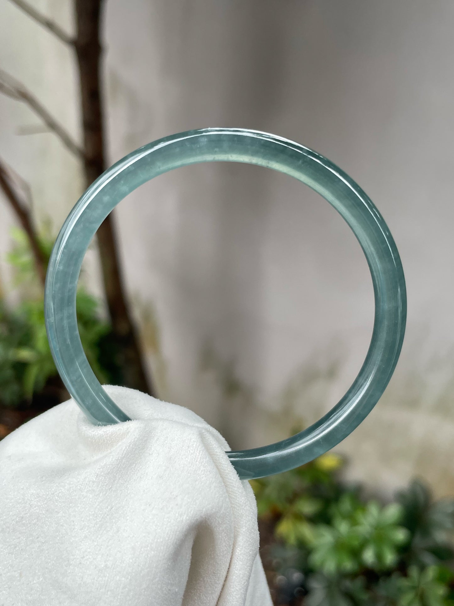 Icy Blue Jade Bangle | 57.5mm (NJBA098)