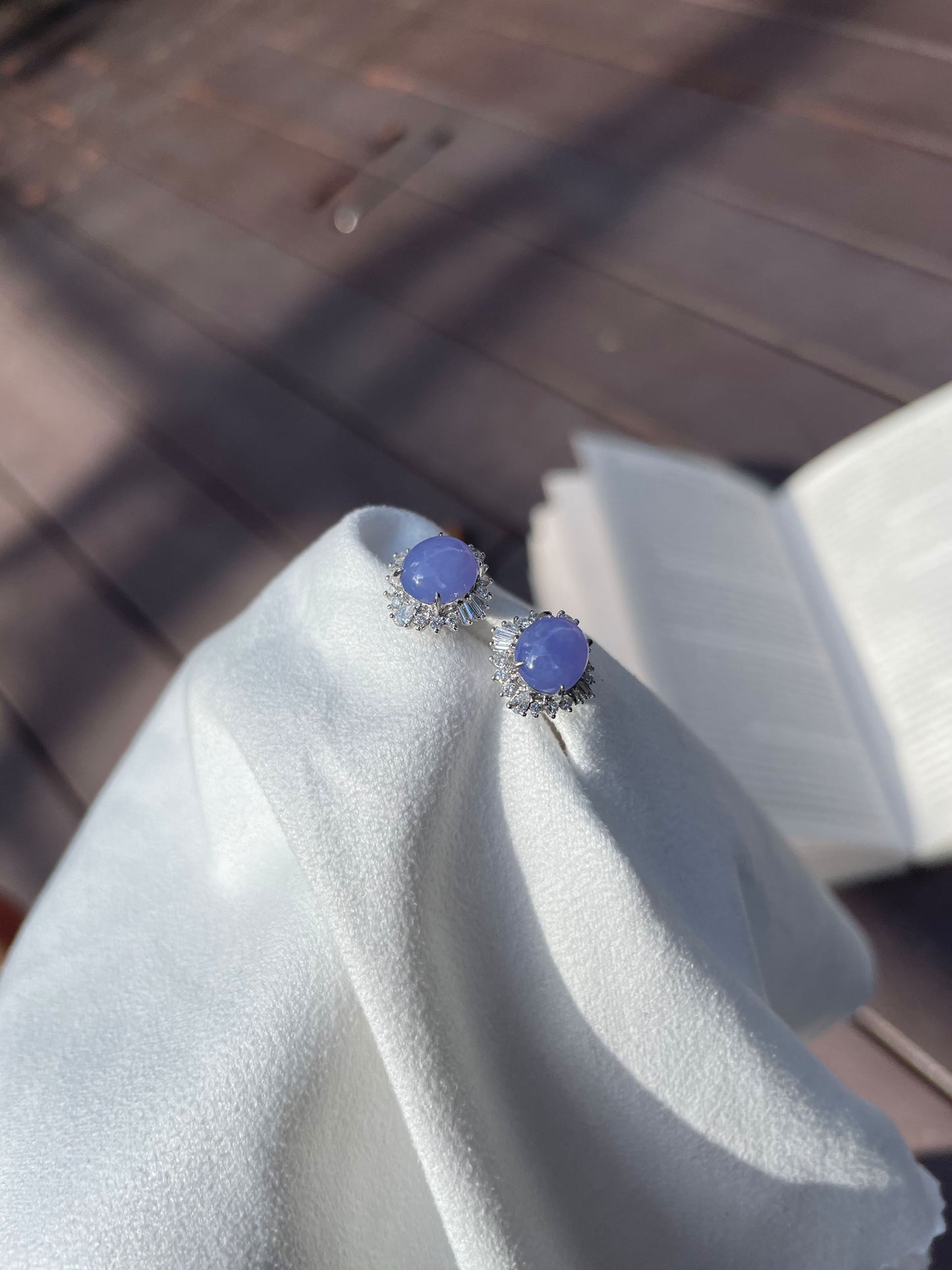 Lavender Jadeite Cabochon Earrings (NJE001)