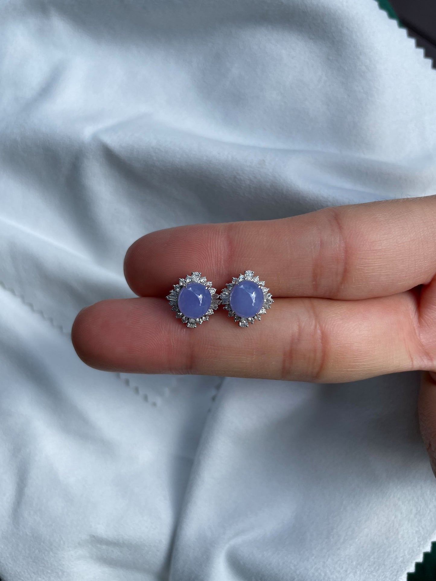 Lavender Jadeite Cabochon Earrings (NJE001)