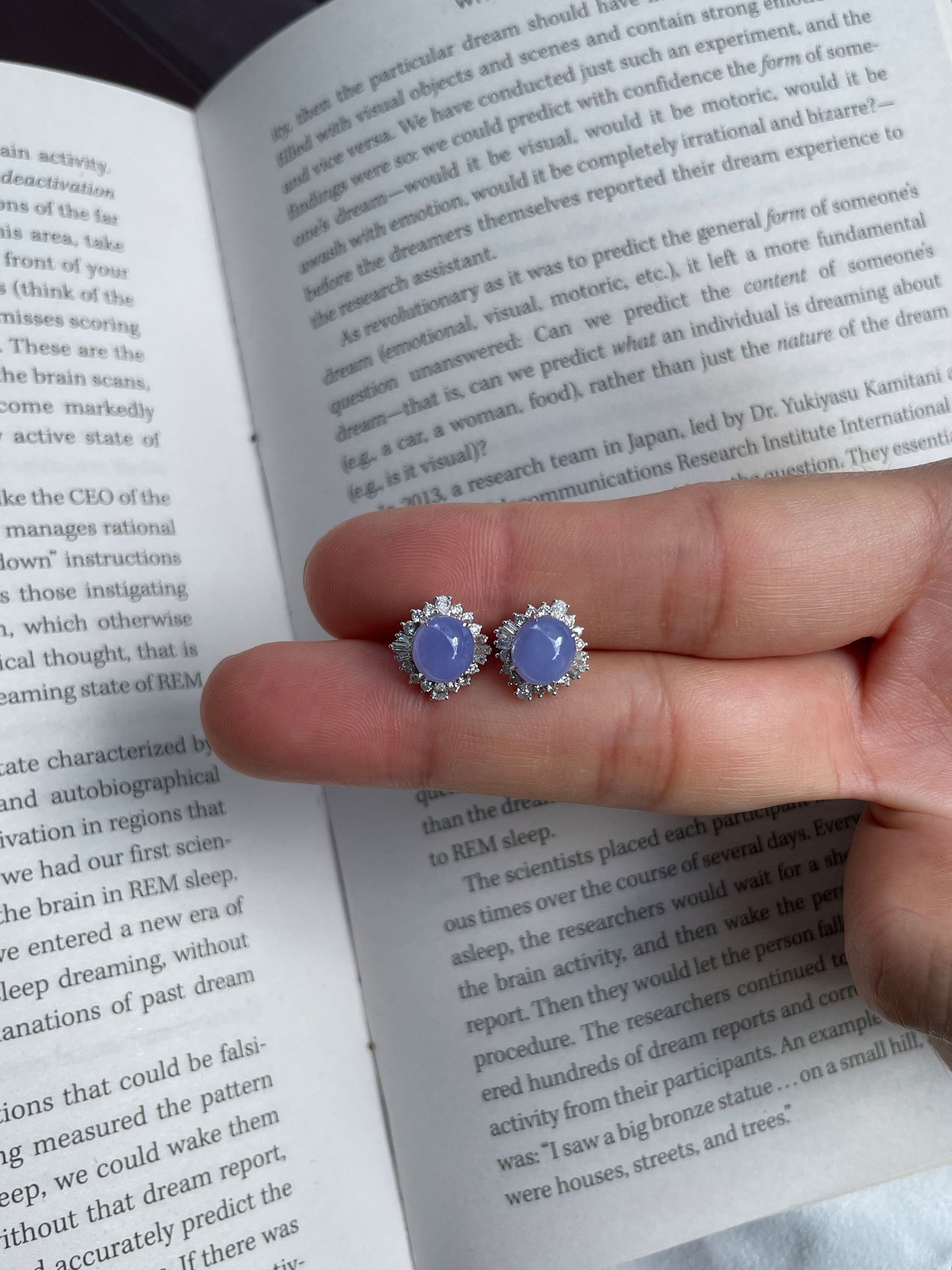 Lavender Jadeite Cabochon Earrings (NJE001)