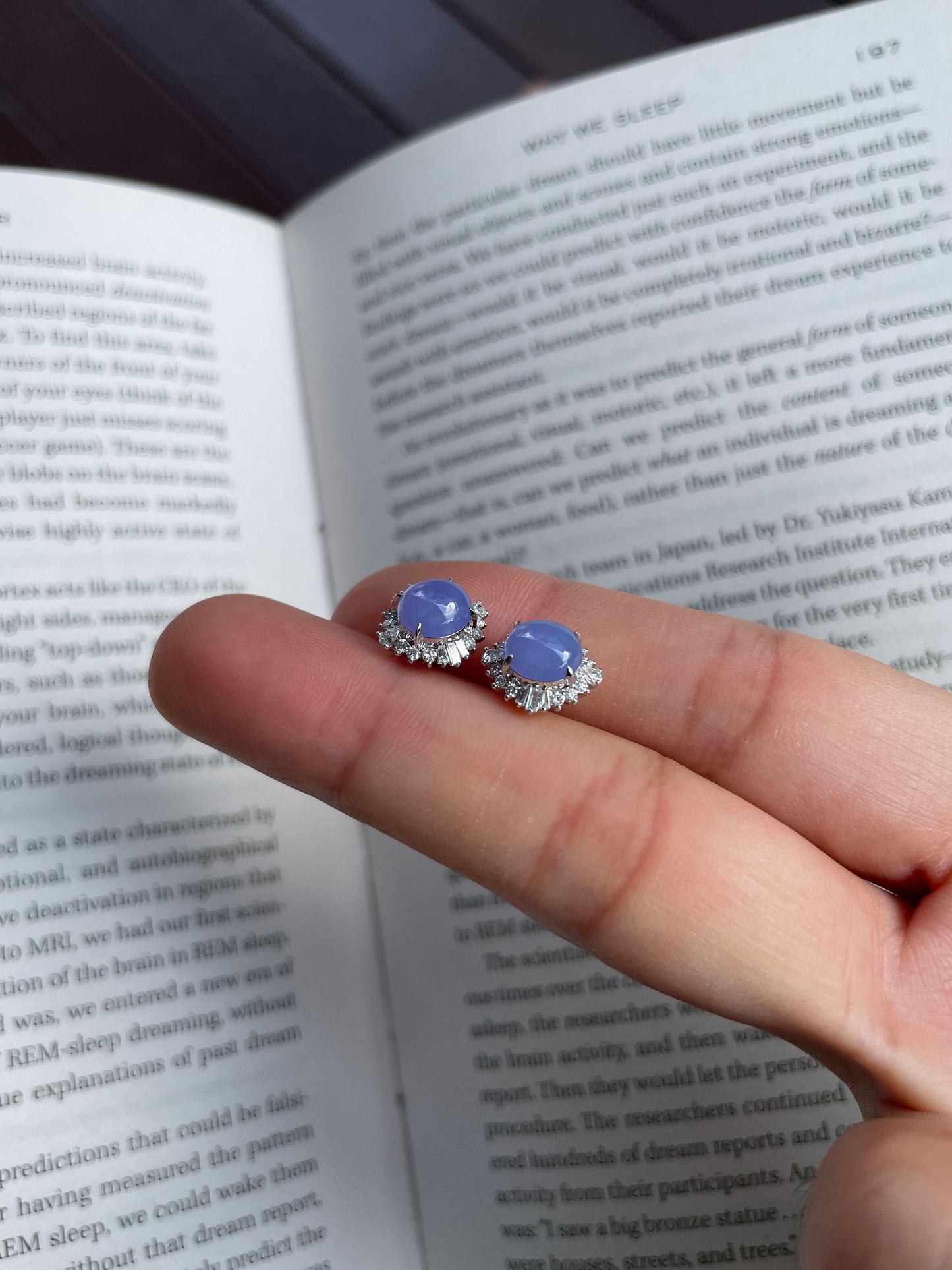 Lavender Jadeite Cabochon Earrings (NJE001)