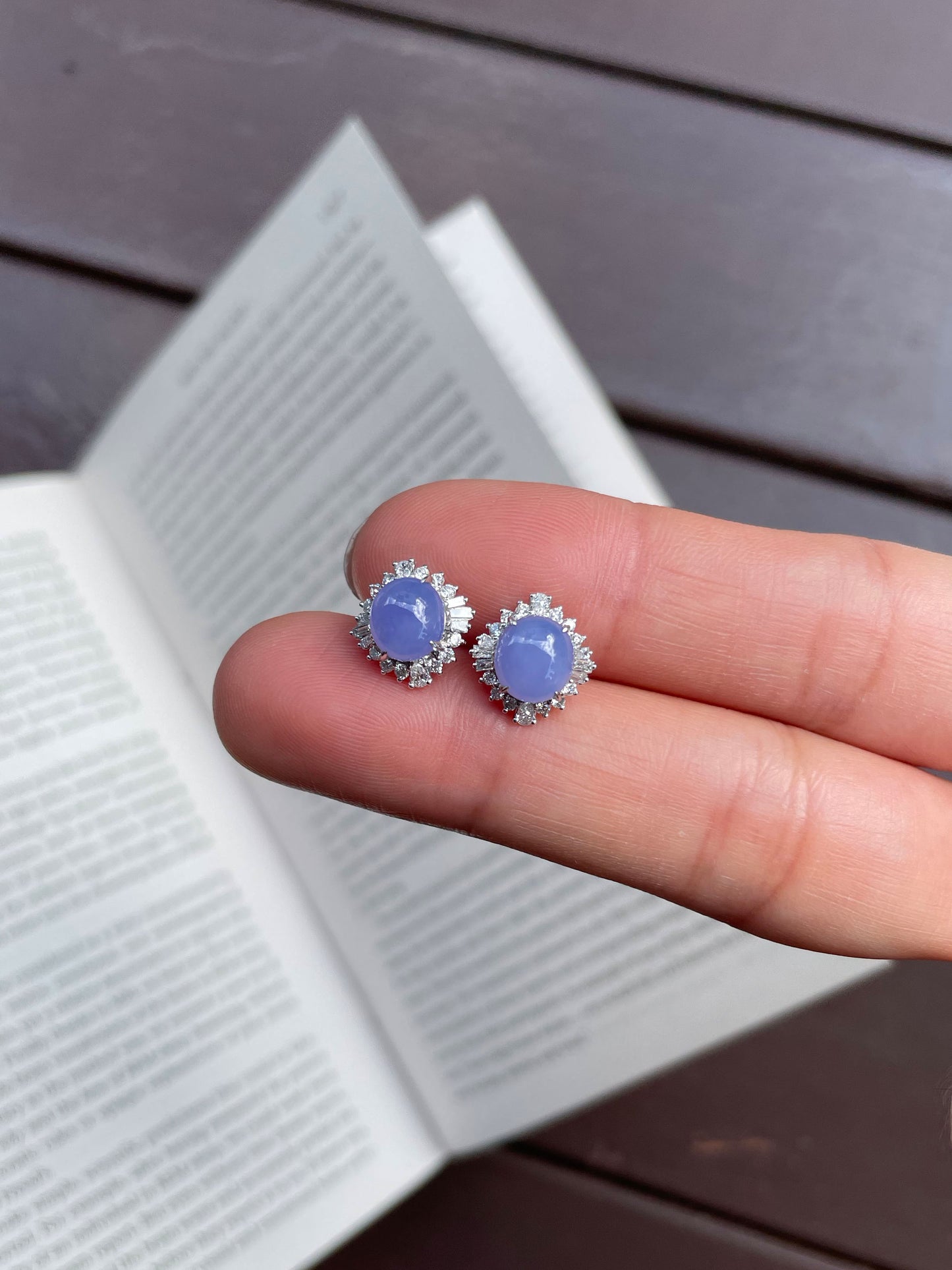 Lavender Jadeite Cabochon Earrings (NJE001)