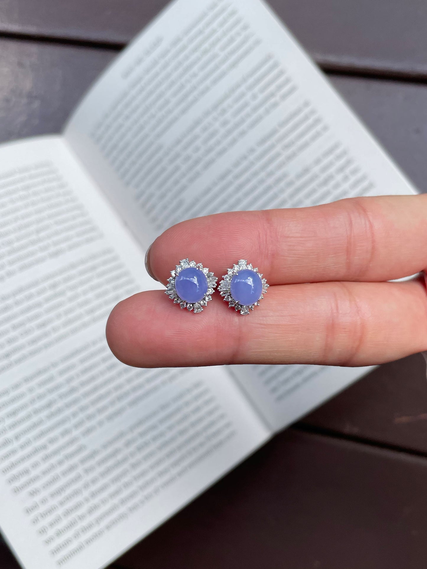Lavender Jadeite Cabochon Earrings (NJE001)