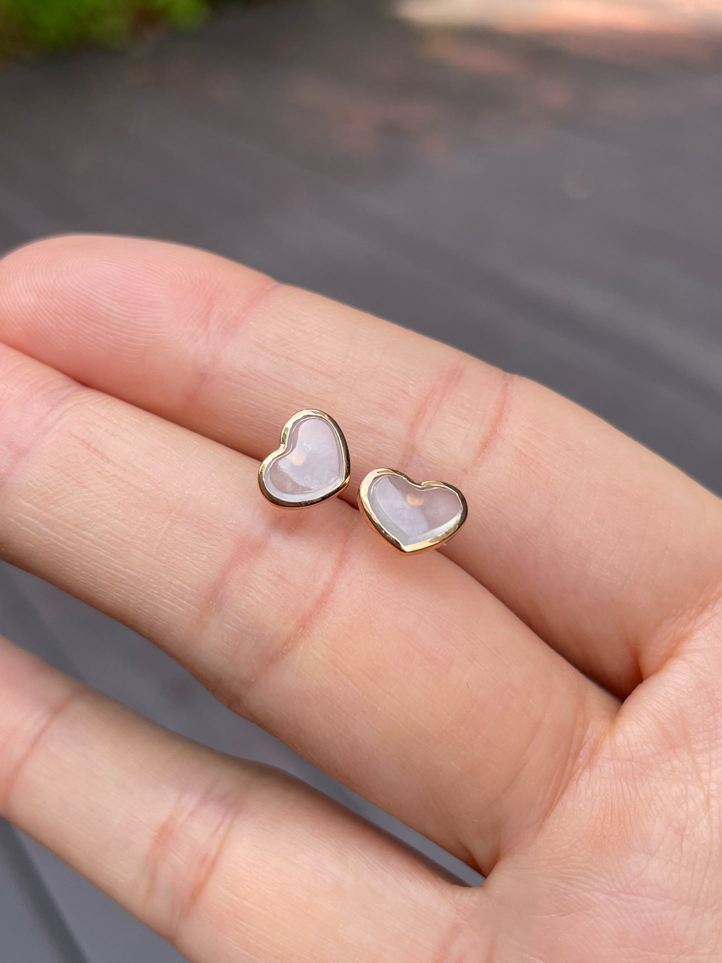 Icy Jadeite Earrings - Heart Shaped (NJE006)