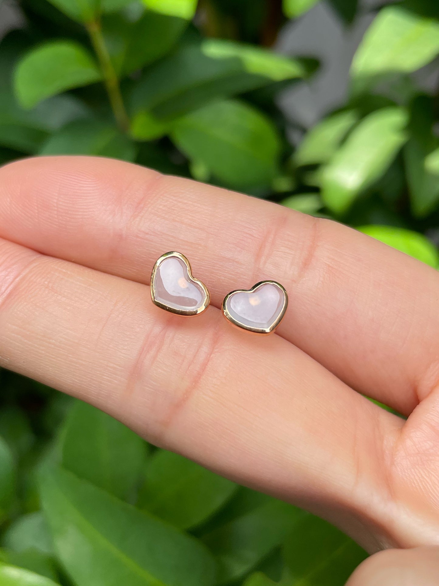 Icy Jadeite Earrings - Heart Shaped (NJE006)