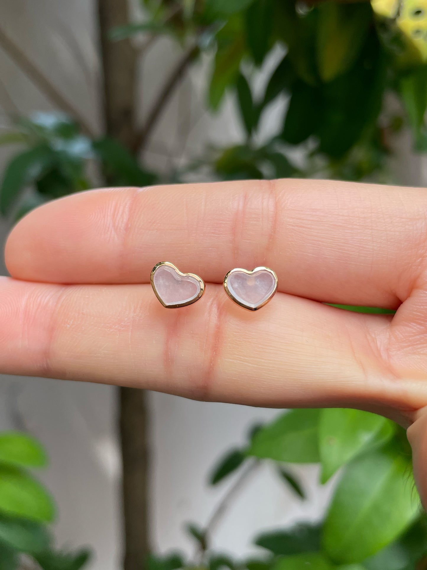 Icy Jadeite Earrings - Heart Shaped (NJE006)