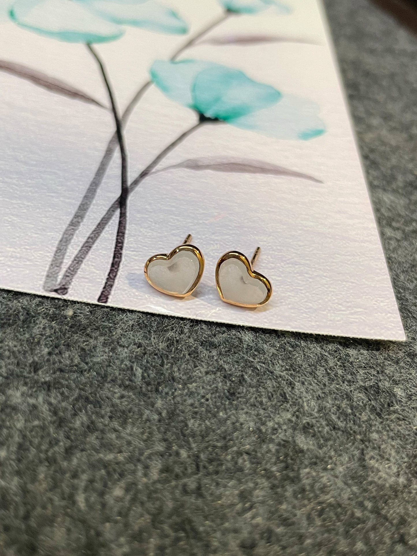 Icy Jadeite Earrings - Heart Shaped (NJE006)