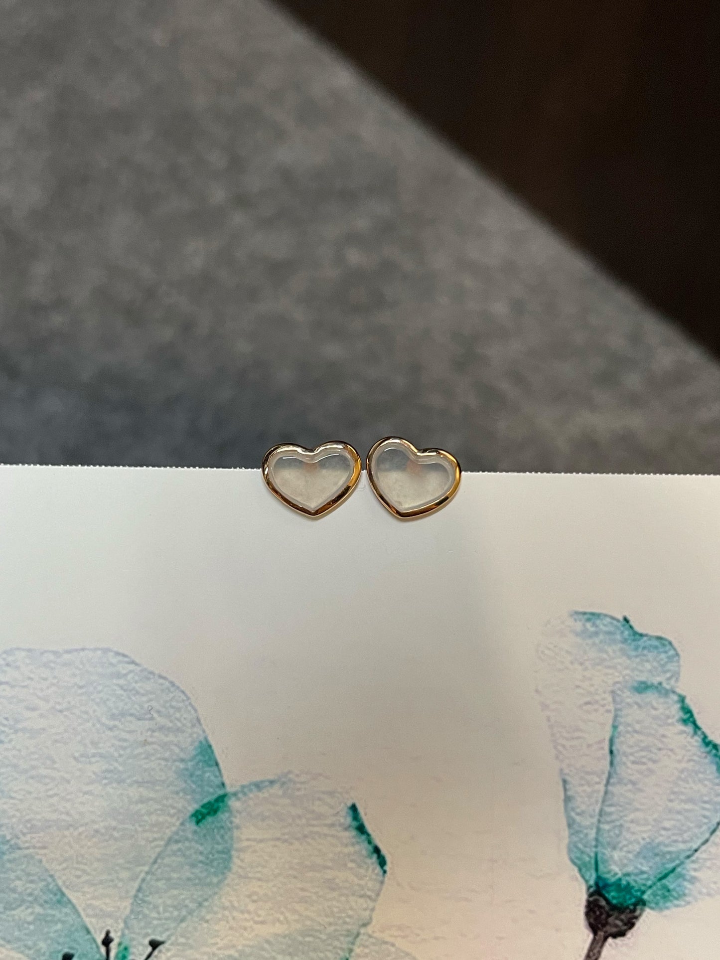 Icy Jadeite Earrings - Heart Shaped (NJE006)