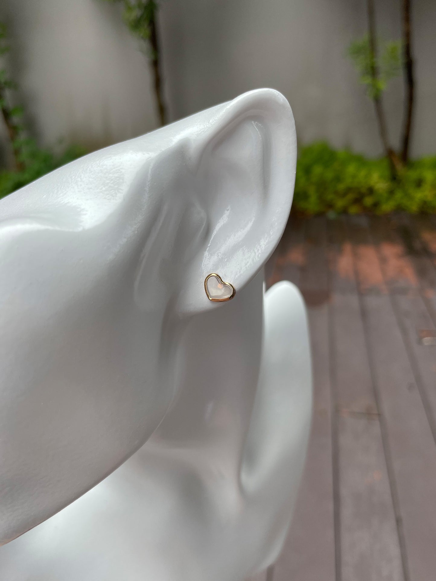 Icy Jadeite Earrings - Heart Shaped (NJE006)