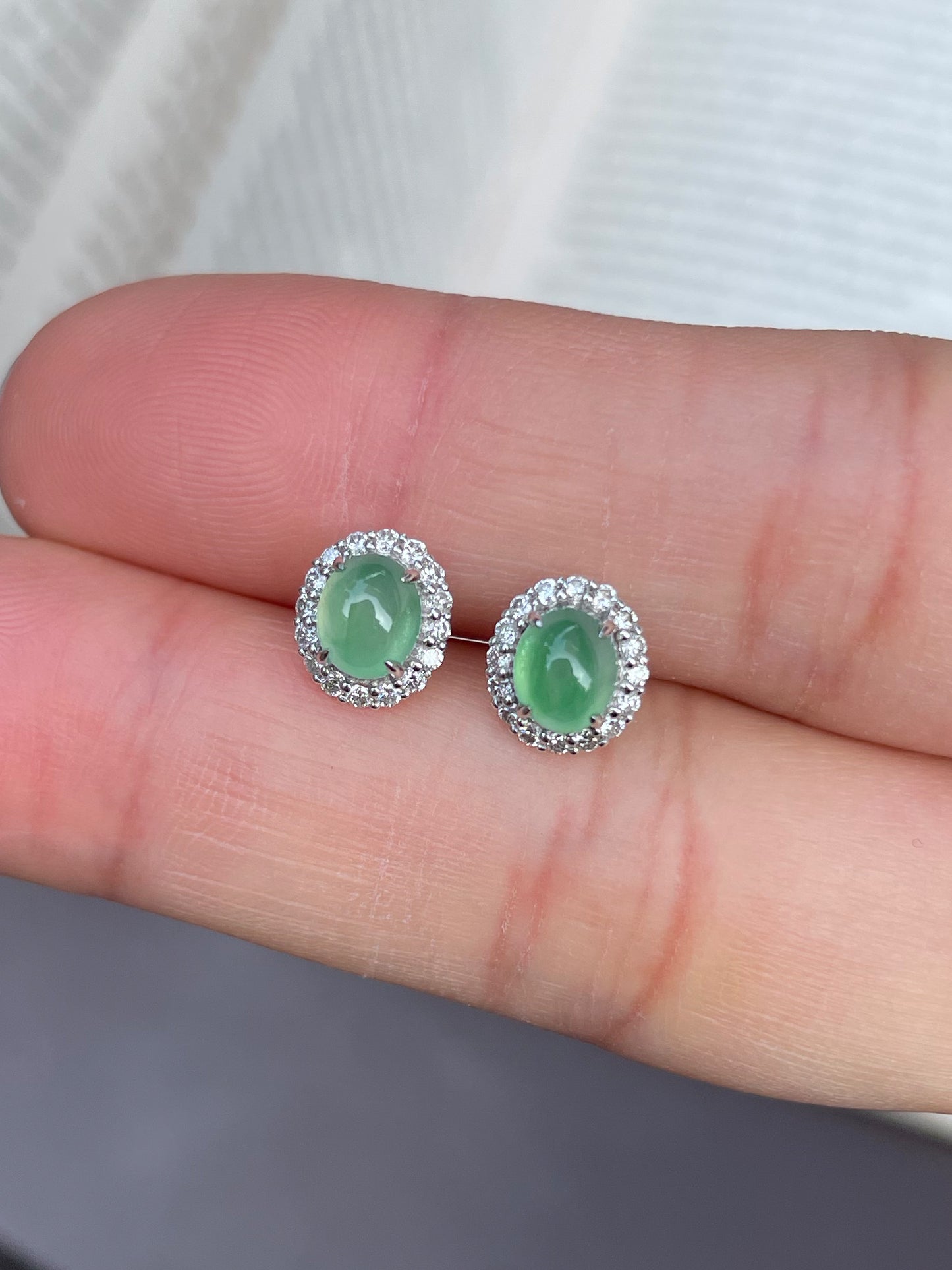 Icy Light Green Jadeite Earrings (NJE008)
