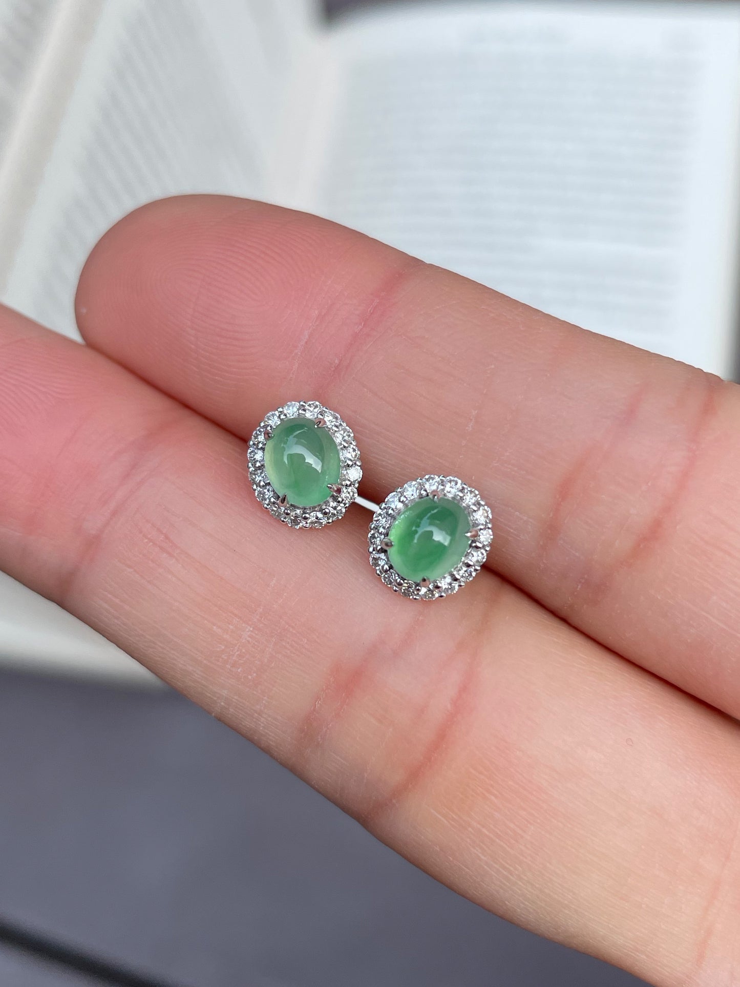 Icy Light Green Jadeite Earrings (NJE008)