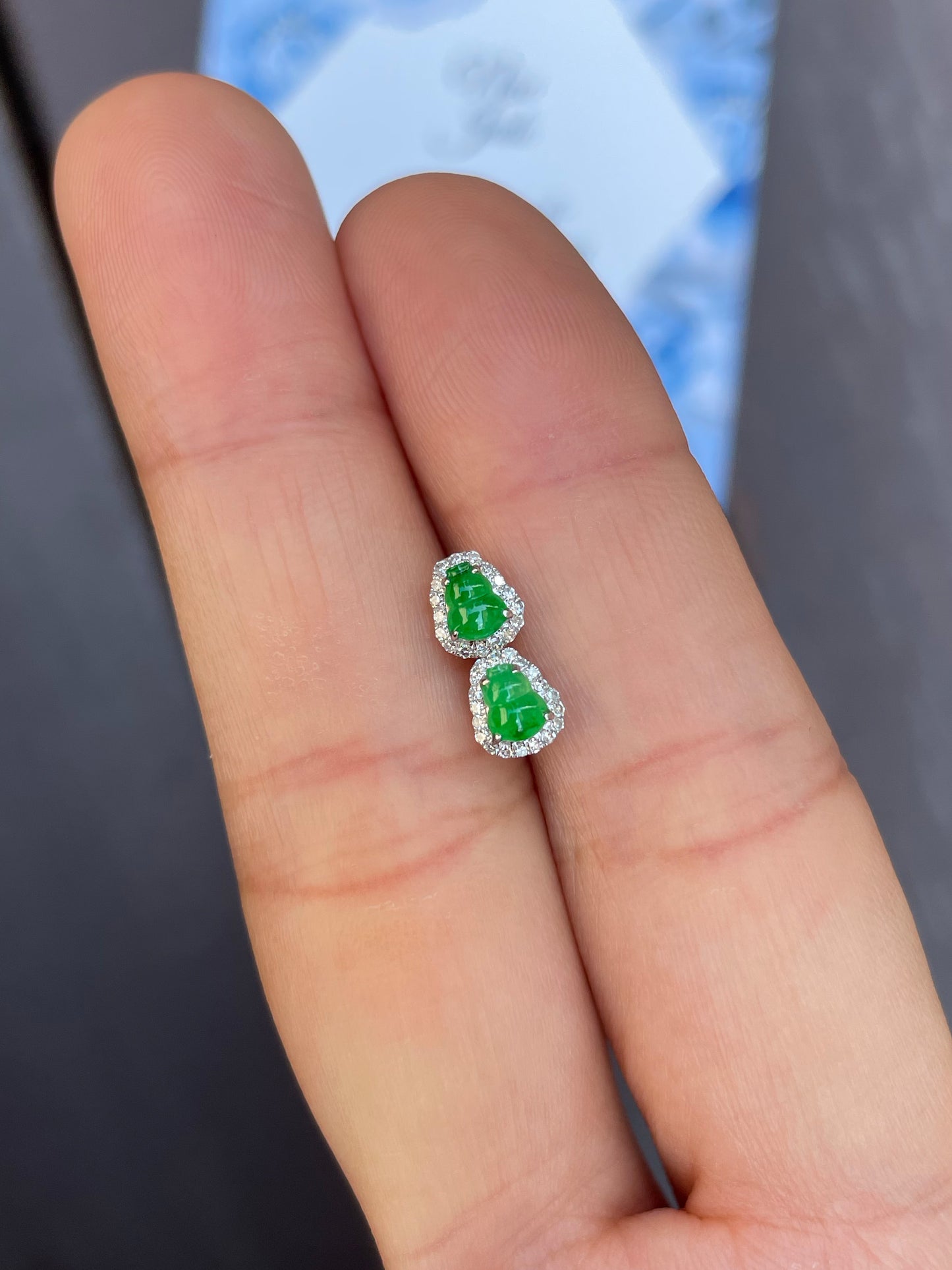 Green Jadeite Earrings - Hu Lu 葫芦 (NJE016)