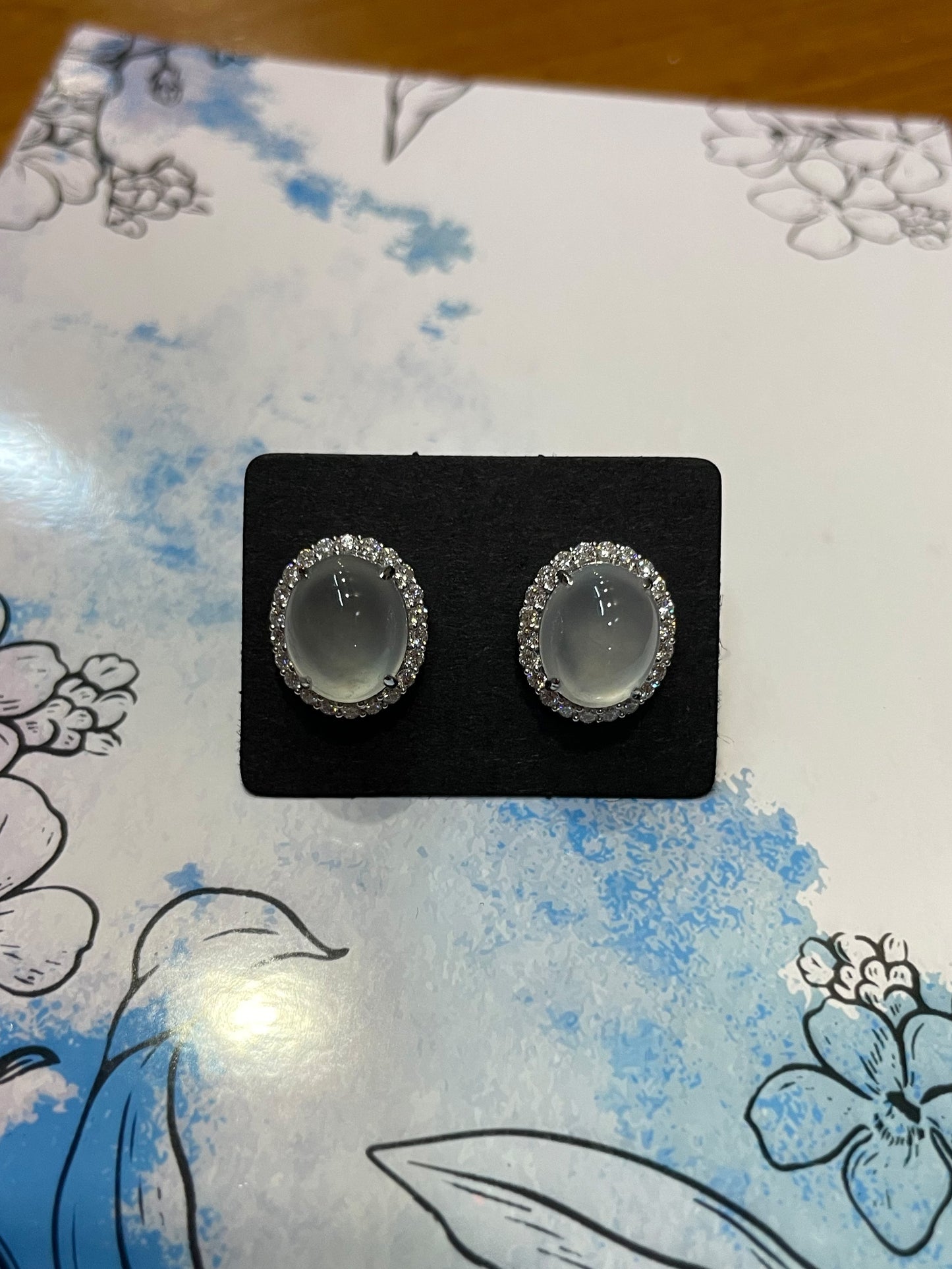 Icy Jadeite Cabochon Earrings (NJE020)