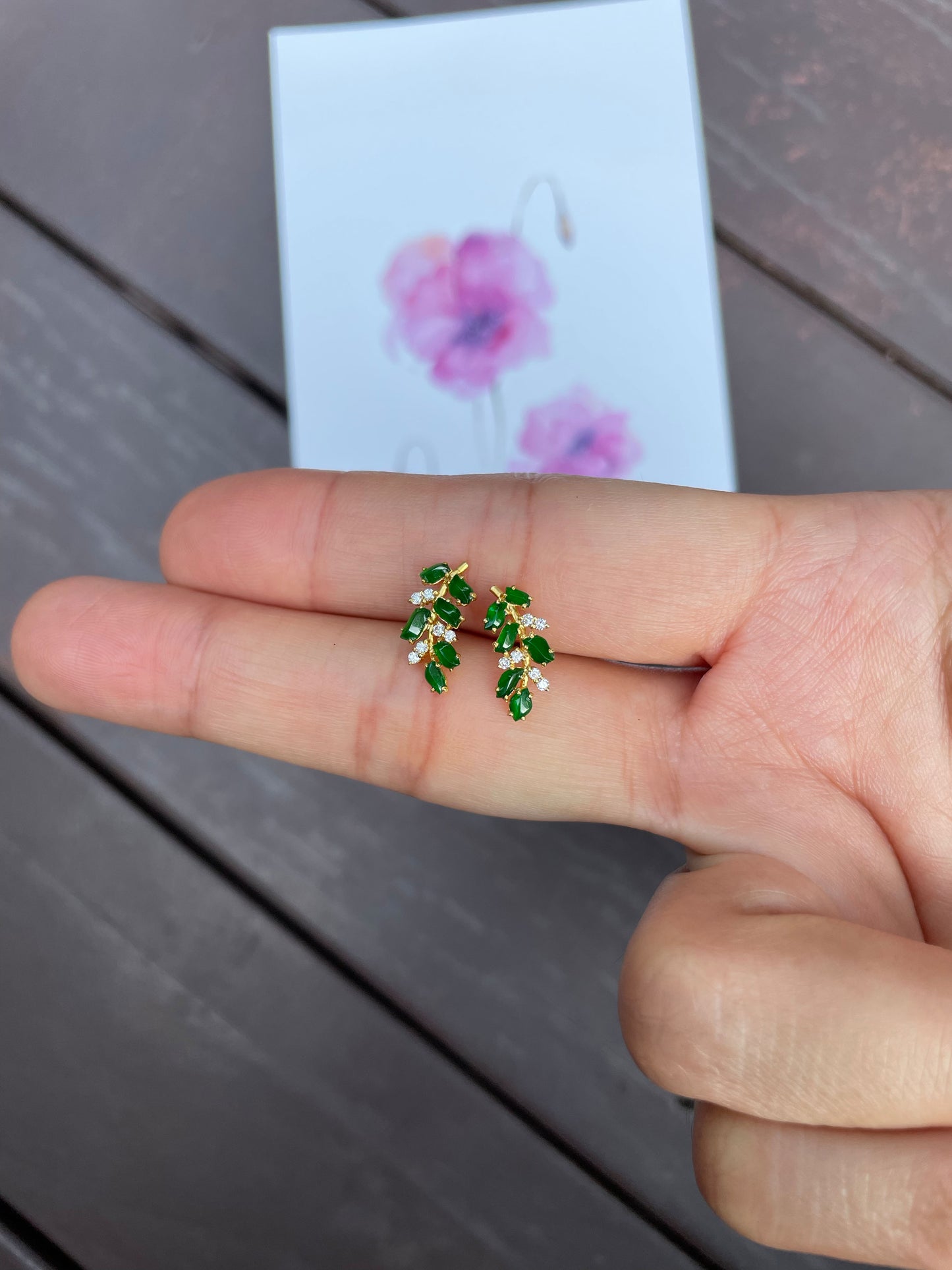 Green Jadeite Earrings - Wheat (NJE021)
