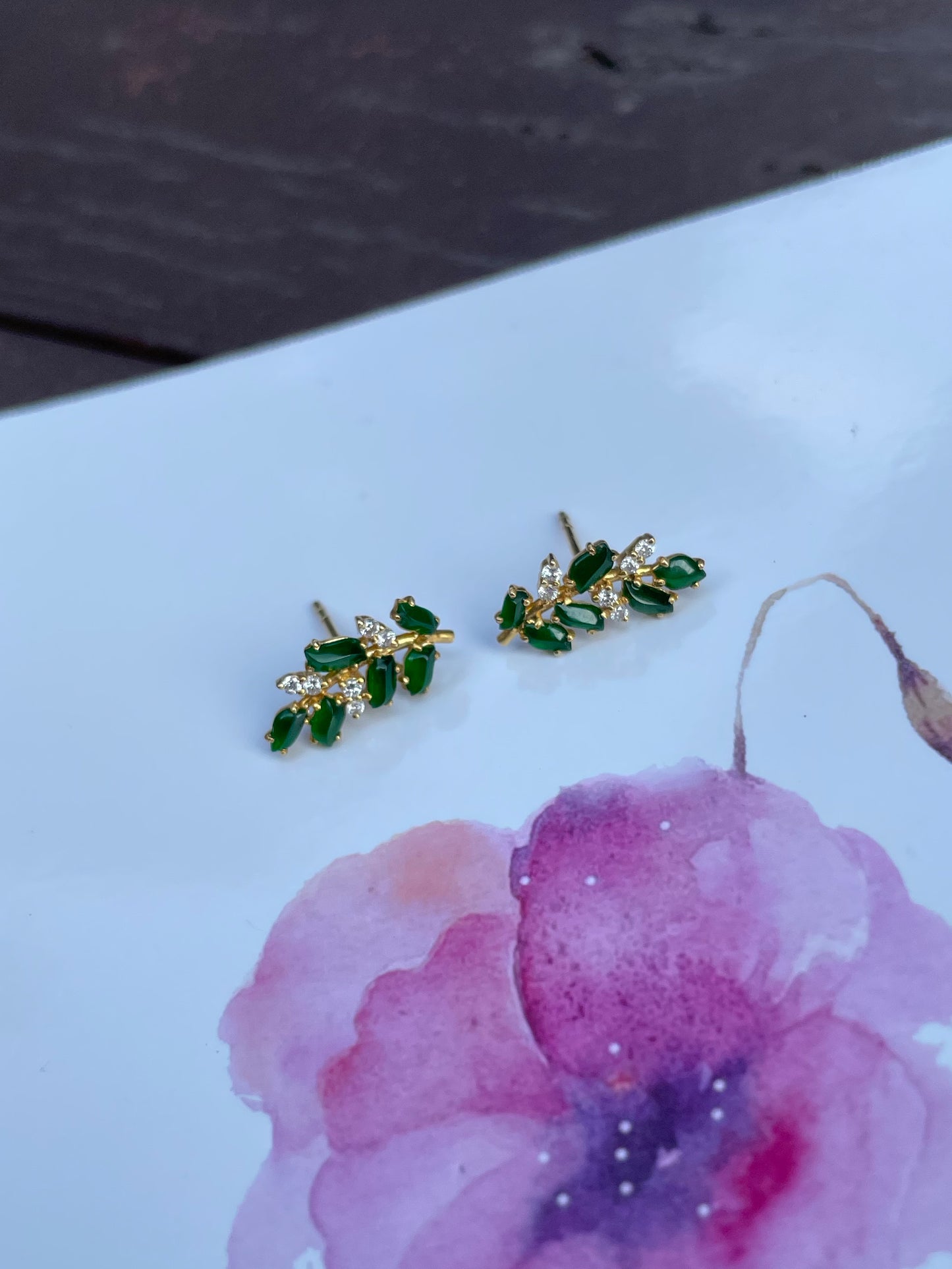 Green Jadeite Earrings - Wheat (NJE021)