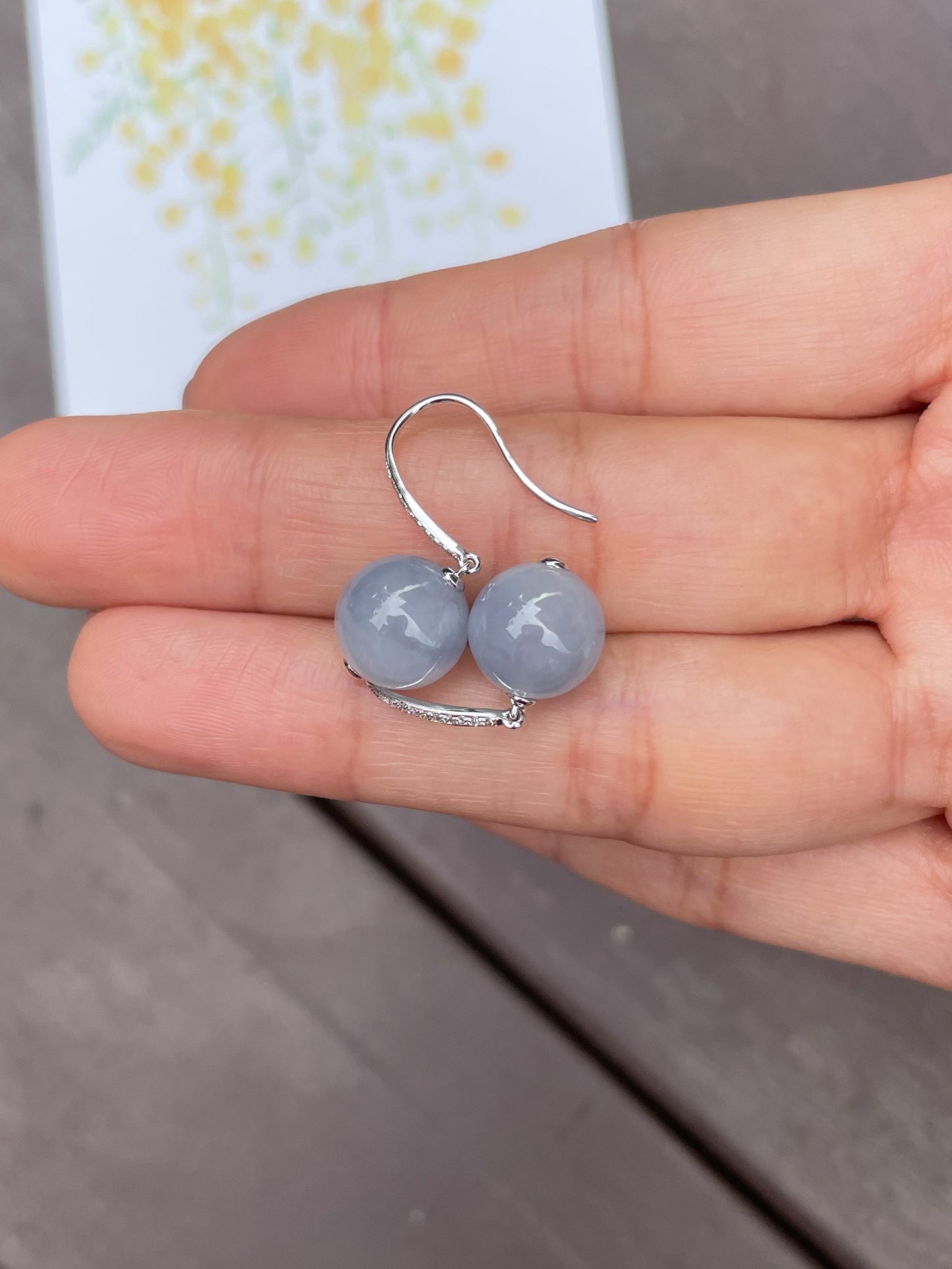 Lavender Jade Dangling Earrings - Beads (NJE028)