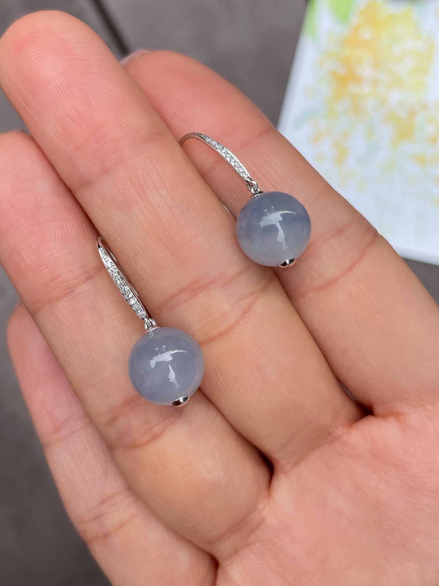 Lavender Jade Dangling Earrings - Beads (NJE028)