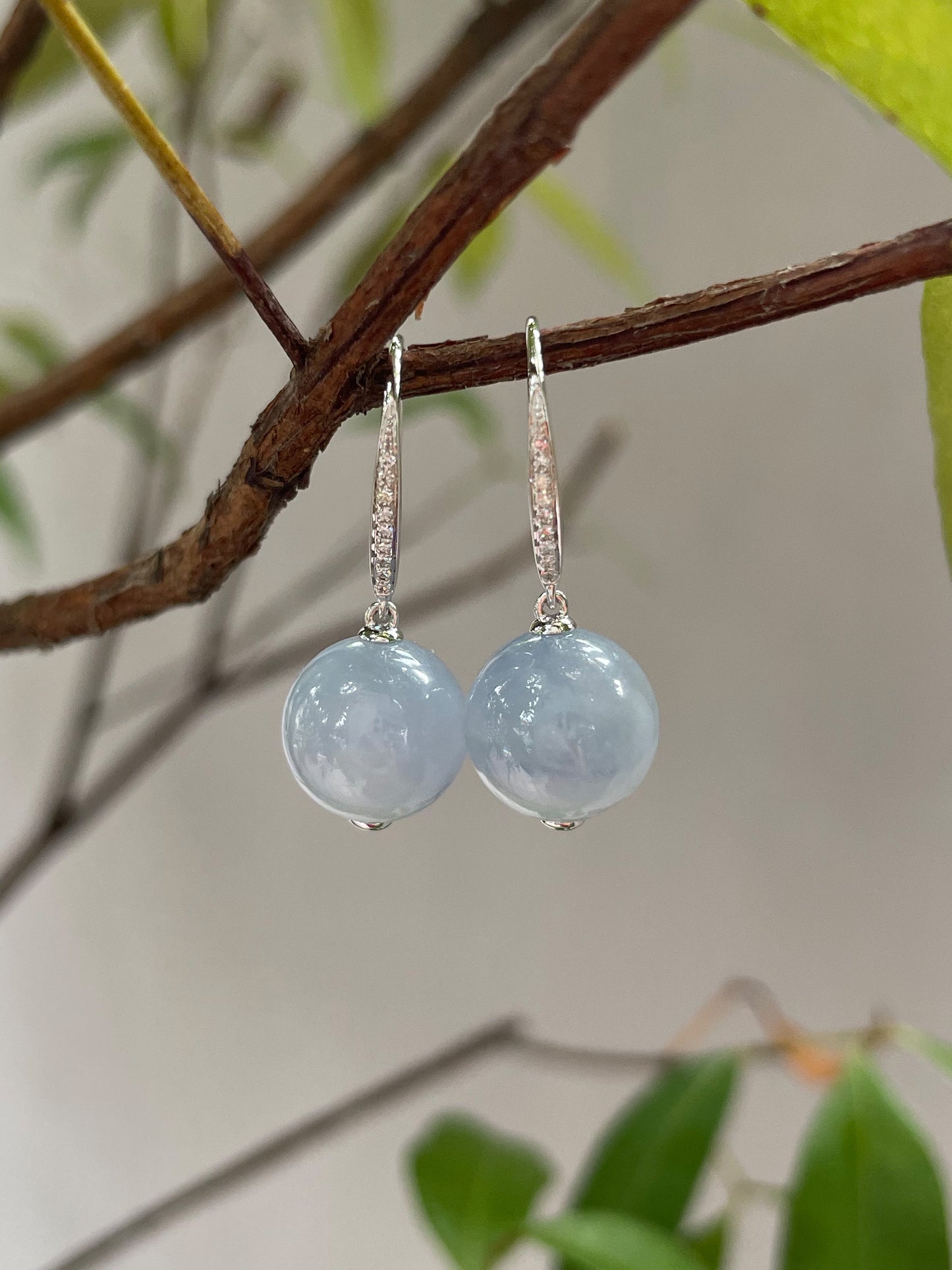 Lavender Jade Dangling Earrings - Beads (NJE028)