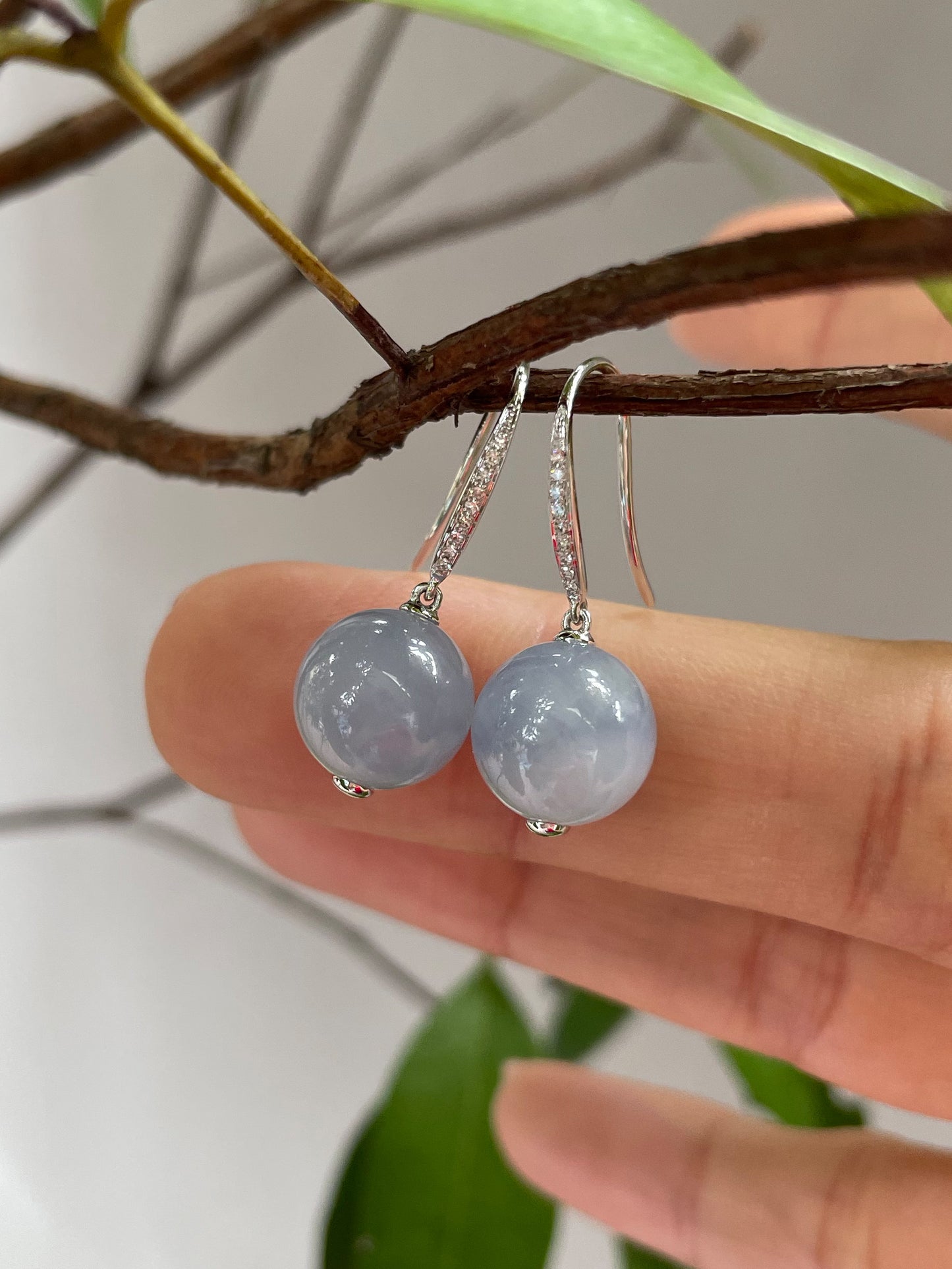 Lavender Jade Dangling Earrings - Beads (NJE028)
