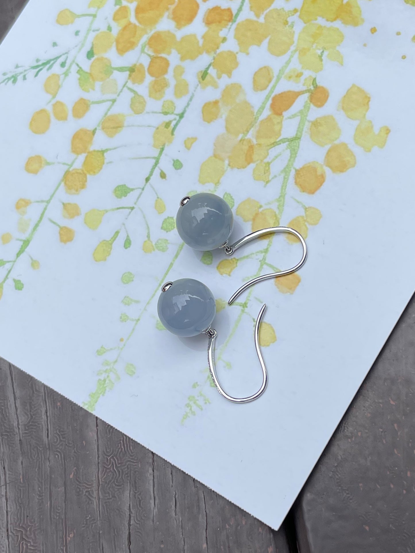 Lavender Jade Dangling Earrings - Beads (NJE028)